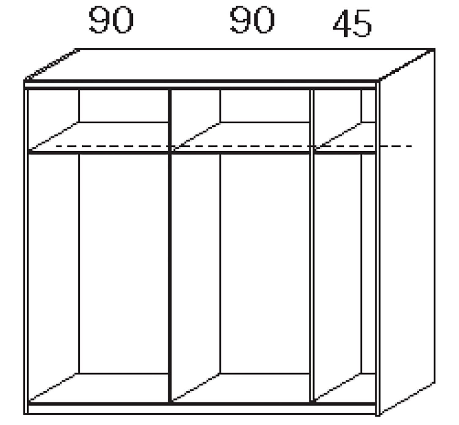 rauch Schwebetürenschrank QUADRA, B 226 cm x H 210 cm, Alpinweiß, Weiß Hochglanz, 2 Türen