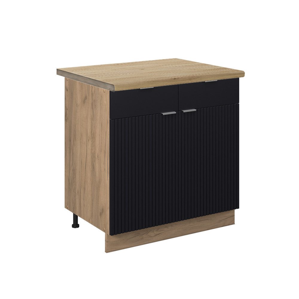 Vicco Unterschrank Fame-Line, Schwarz gestreift/Goldkraft Eiche, günstig online kaufen