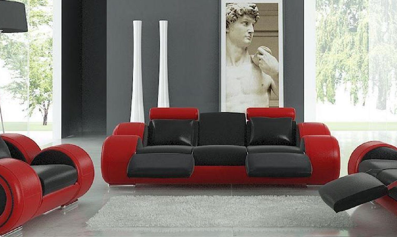 JVmoebel Sofa Luxus Wohnlandschaft 3-Sitzer Ledersofa Modern Neu, Made in Europe
