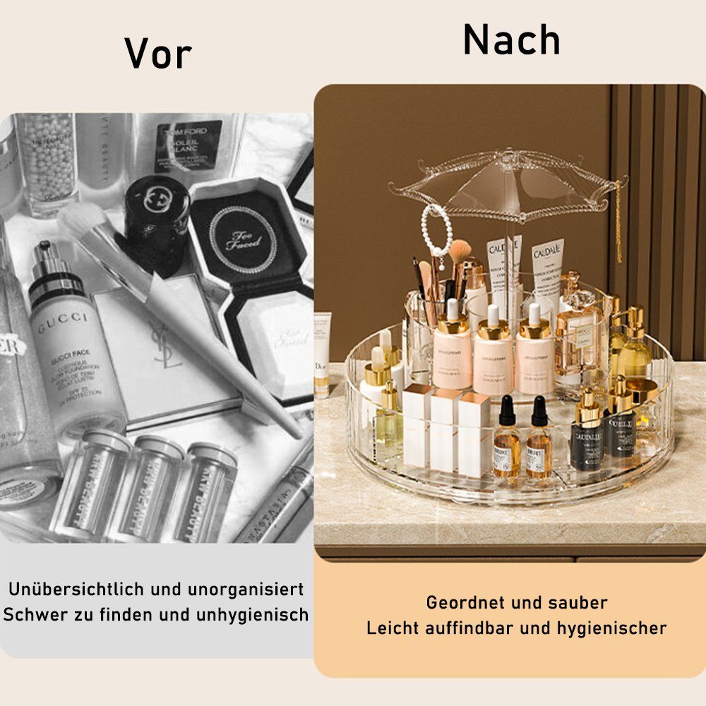 Aufbewahrung Make-Up Drehbarer, Organizer, 360° Kosmetik Kosmetik Organizer Transparent NUODWELL
