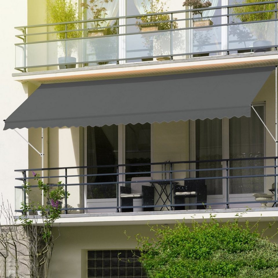 LED - Markise mit Kurbel Klemmmarkise Balkonmarkise Sonnenschutz Terrasse  Balkon
