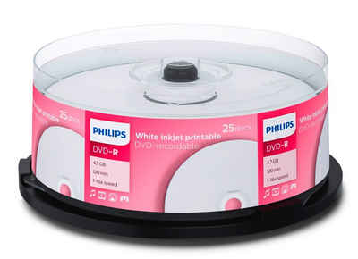 Philips DVD-Rohling 25 Philips Rohlinge DVD-R full printable 4,7GB 16x Spindel