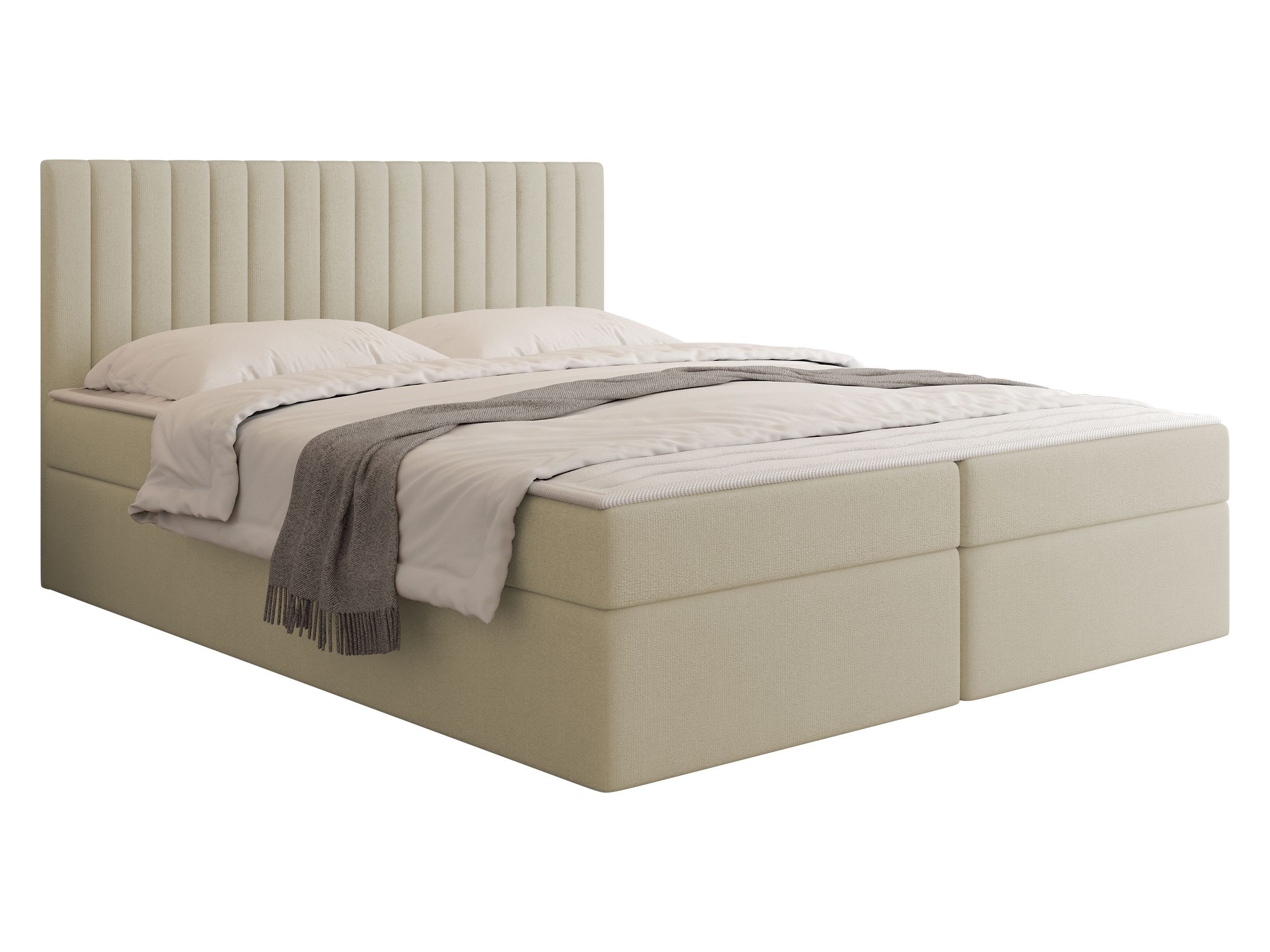 MIRJAN24 Boxspringbett Tirulo (mit zwei Bettkästen für die Bettwäsche), 140/160/180x200 cm, Polsterkopfteil