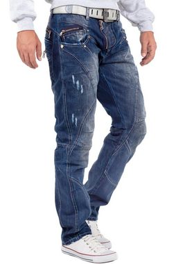 Cipo & Baxx 5-Pocket-Jeans Hose BA-C0768 W33/L30 (1-tlg) mit Destroyed Effekten und Zippern