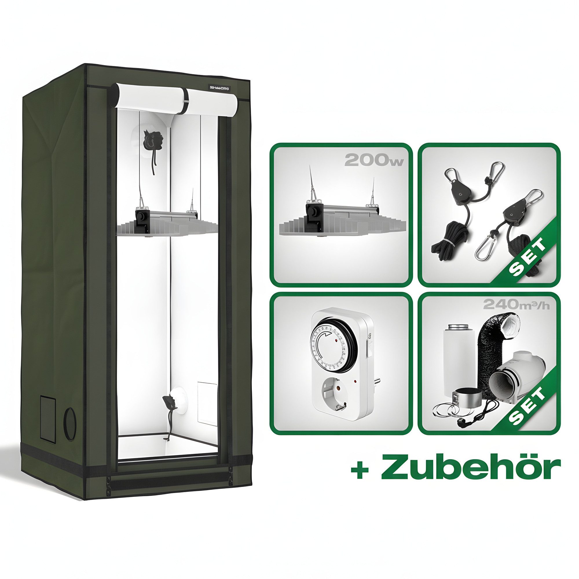 SANlight Foliengewächshaus Growbox Komplettset LED GrowPRO 4.0 S + 1x EVO 3-80 1.5