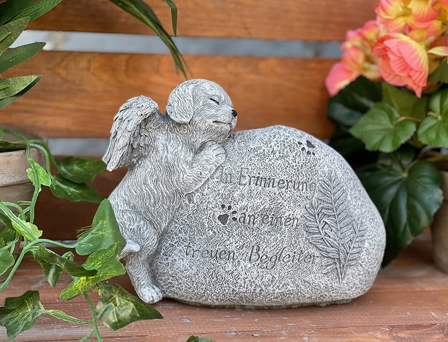 Stone and Style Gartenfigur Grabschmuck Grabstein Hund mit Inschrift günstig online kaufen