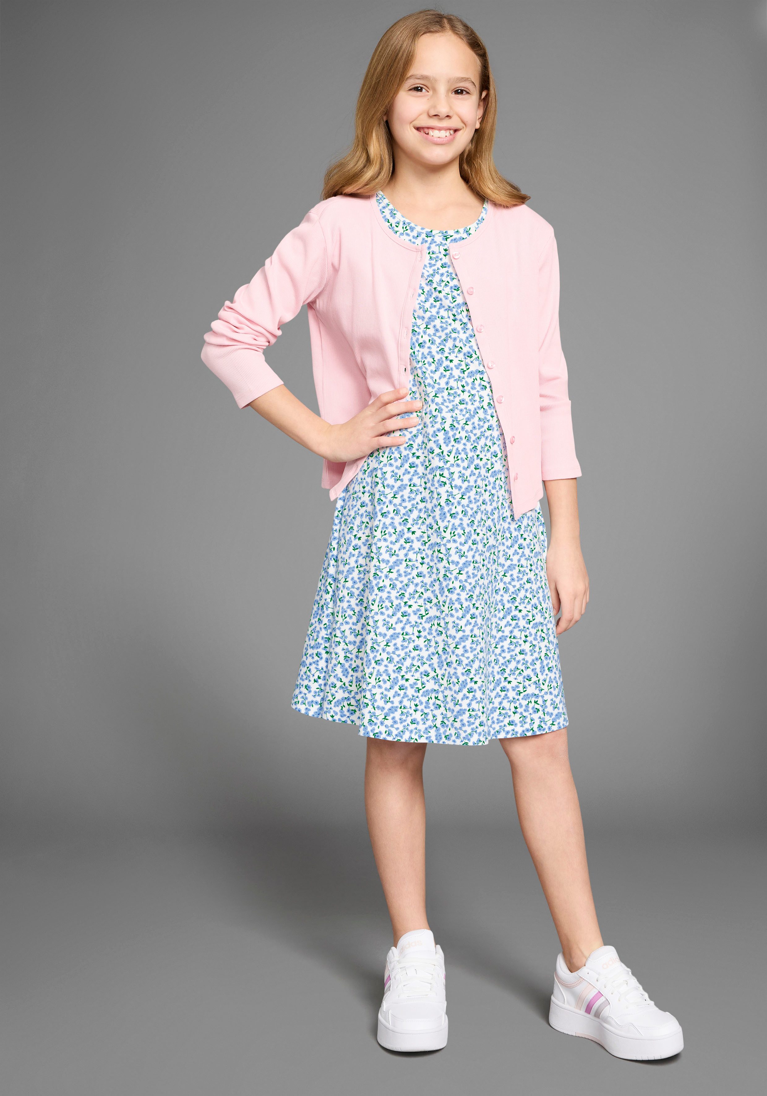 DELMAO Jerseykleid Skaterkleid in Allover-Design weich günstig online kaufen