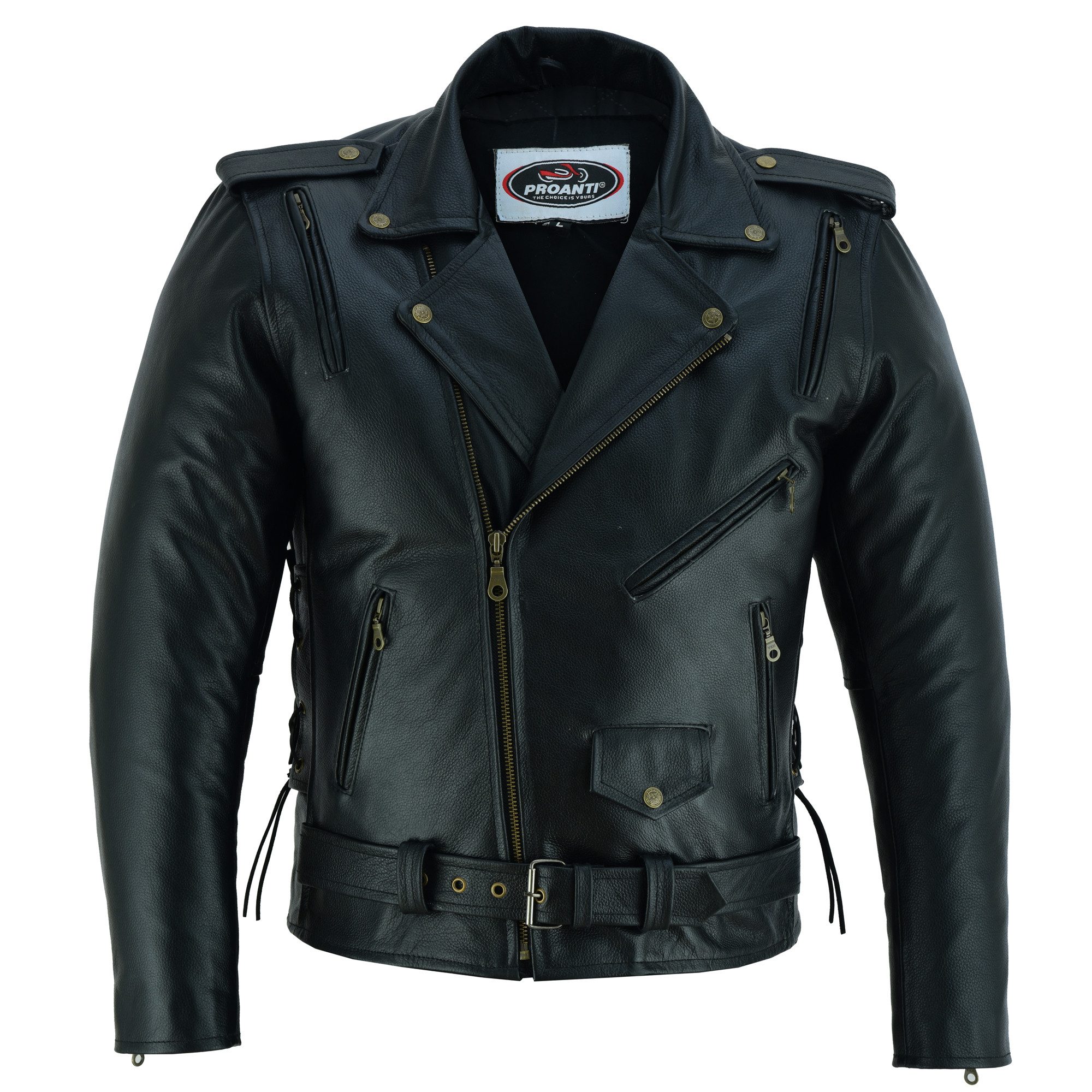 PROANTI Motorradjacke Leder Motorradjacke Biker Jacke Sport Motorrad Chopper Lederjacke