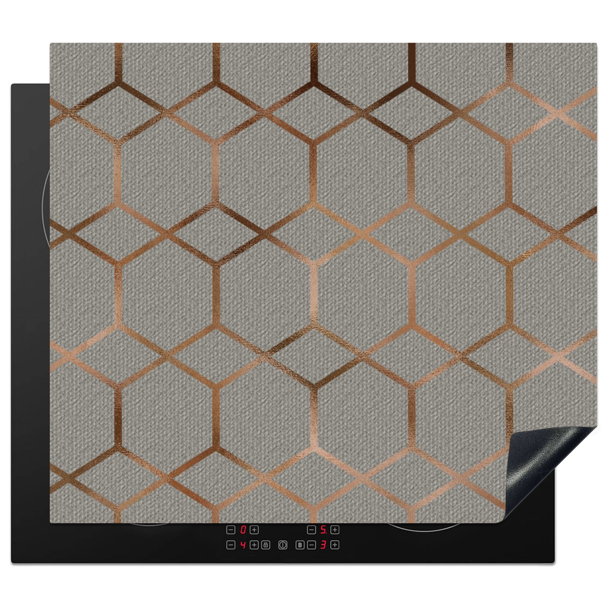 MuchoWow Herdblende-/Abdeckplatte Muster - Induktionsmatte küche, Bronze, für 59x52 cm, - (1 tlg), die Grau Ceranfeldabdeckung Vinyl
