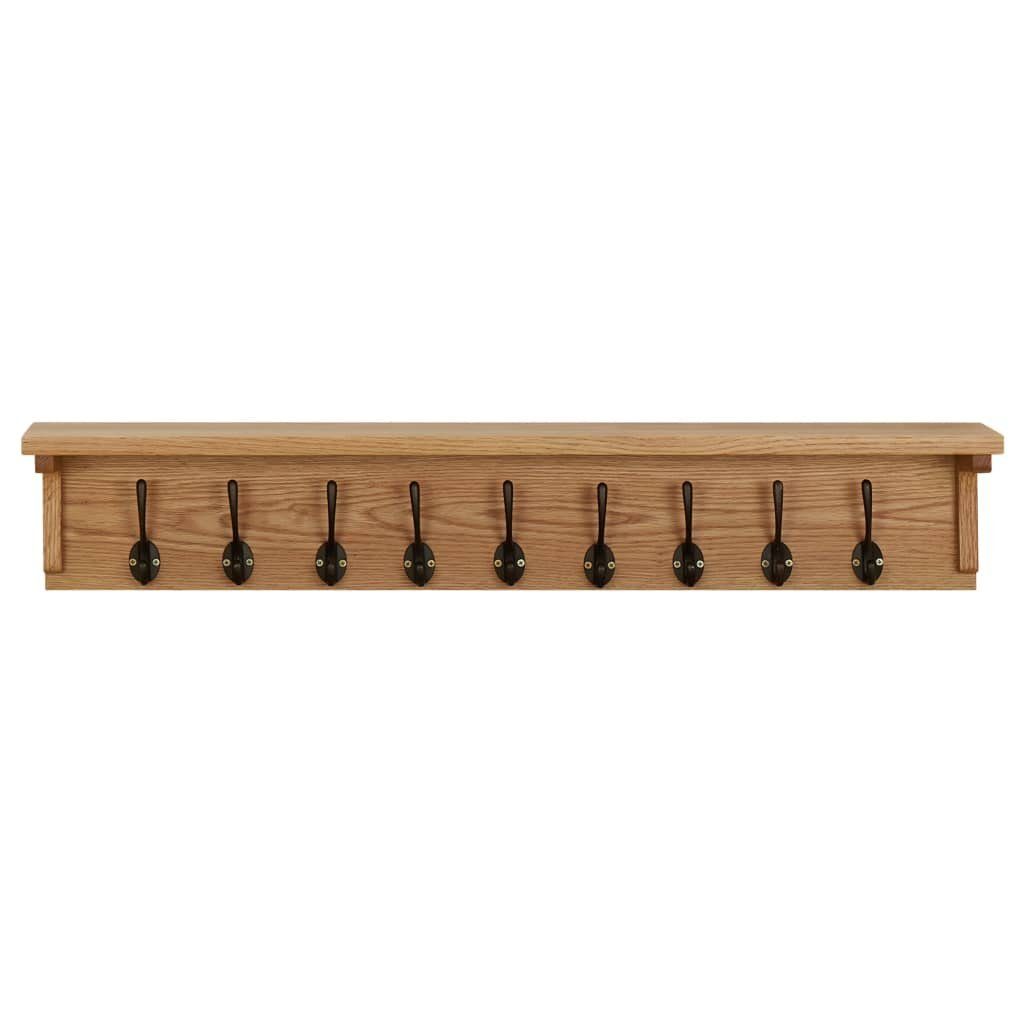 furnicato Garderobe Wandgarderobe aus Echtholz 90 x 16 x 16 cm in natürlicher Farbe mit 9 (1 St), Stabile Kleiderleiste mit Montagezubehör für Flur oder Schlafzimmer