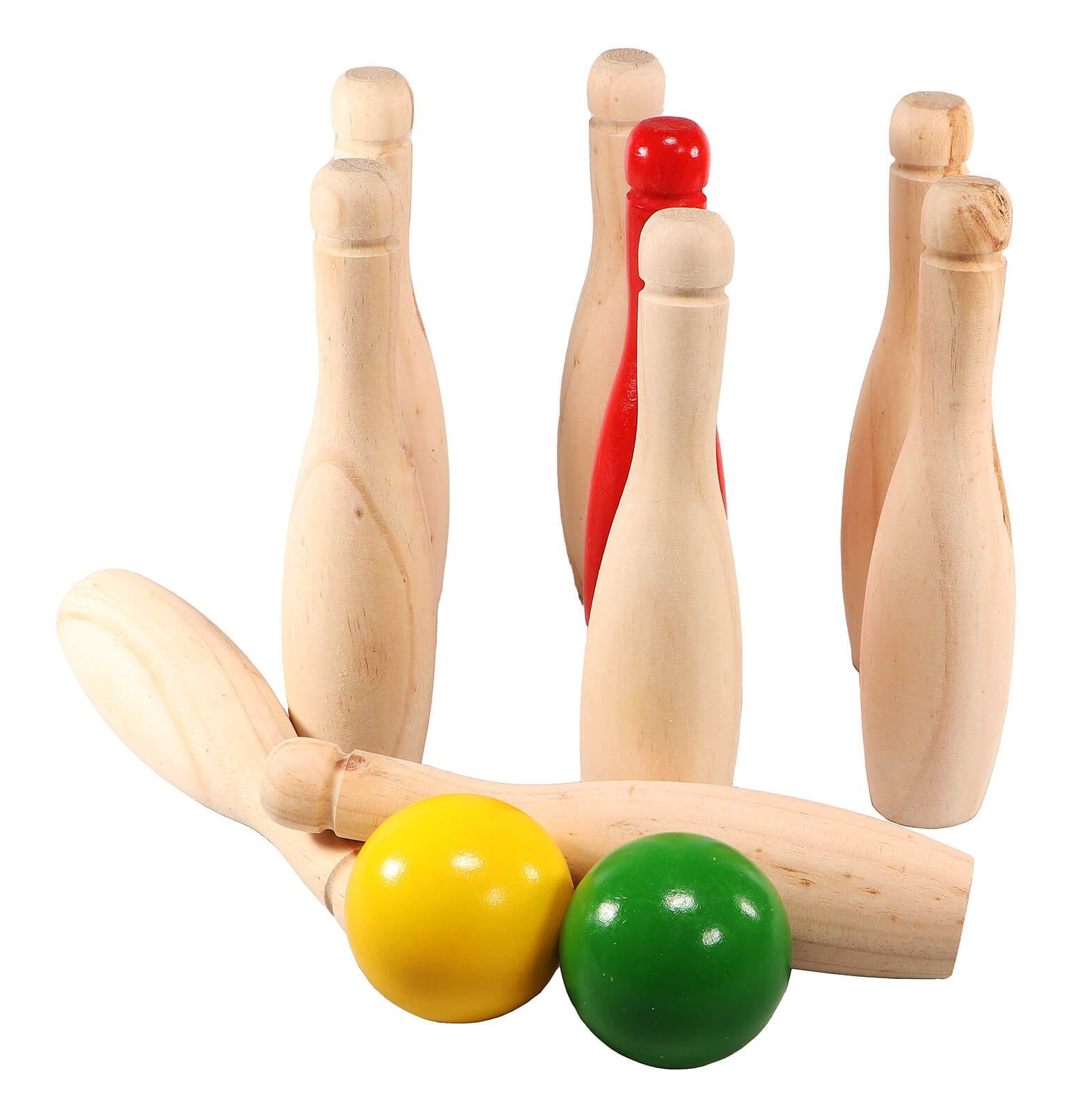 Alert Spielzeug-Gartenset Garten Kegel Bowling Set aus Holz Alert-Outdoor