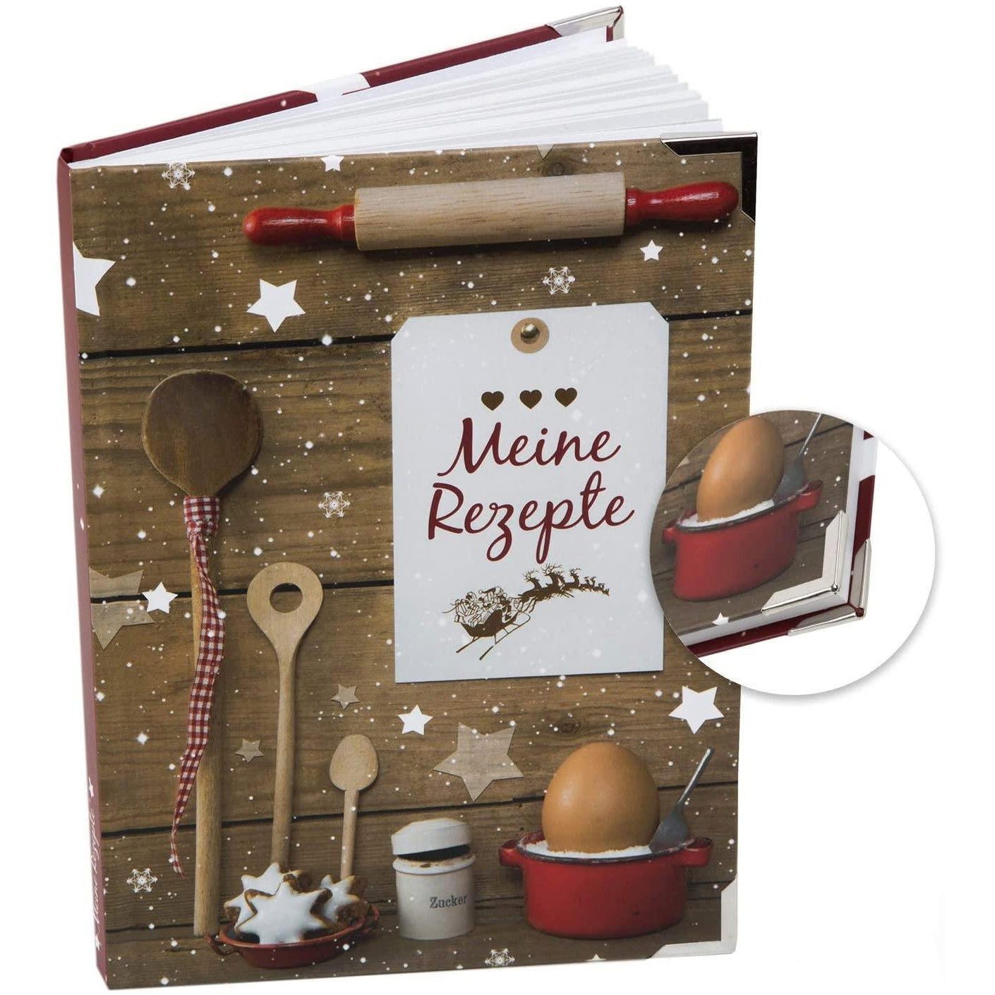 Logbuch-Verlag Dekofigur Rezeptbuch Geschenk-Set „Meine Rezepte“ – 136 Seiten –