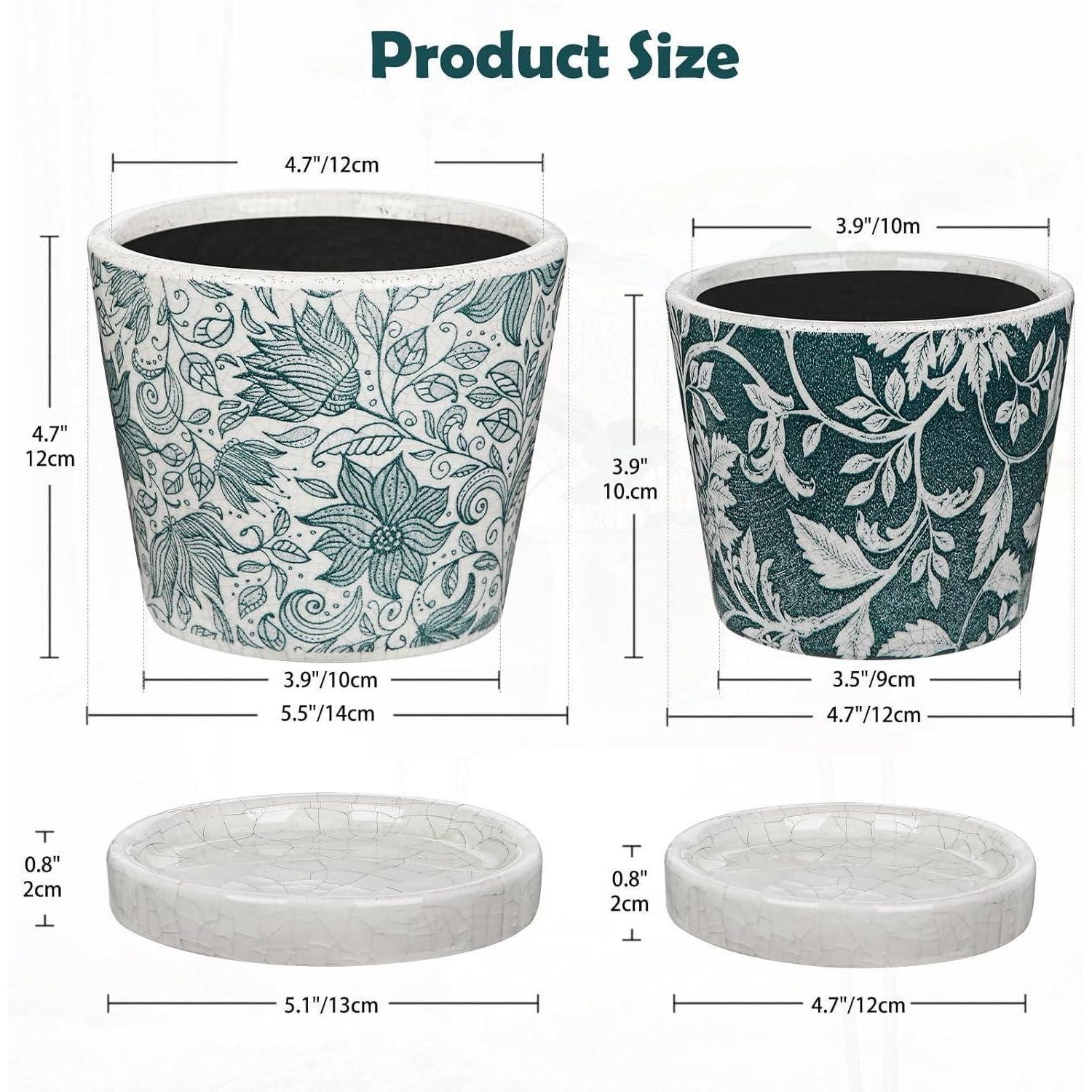 LuxusKollektion Blumentopf Pflanztopf Keramik Sukkulenten Kaktus Drainage Grün