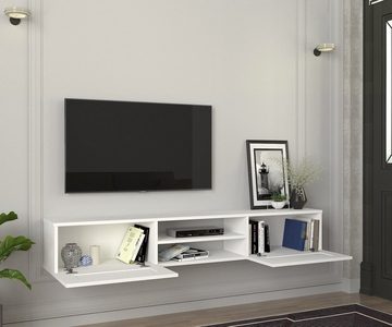 moebel17 TV-Regal TV Lowboard Hängend Piuma Weiß, modernes TV Lowboard in Weiß