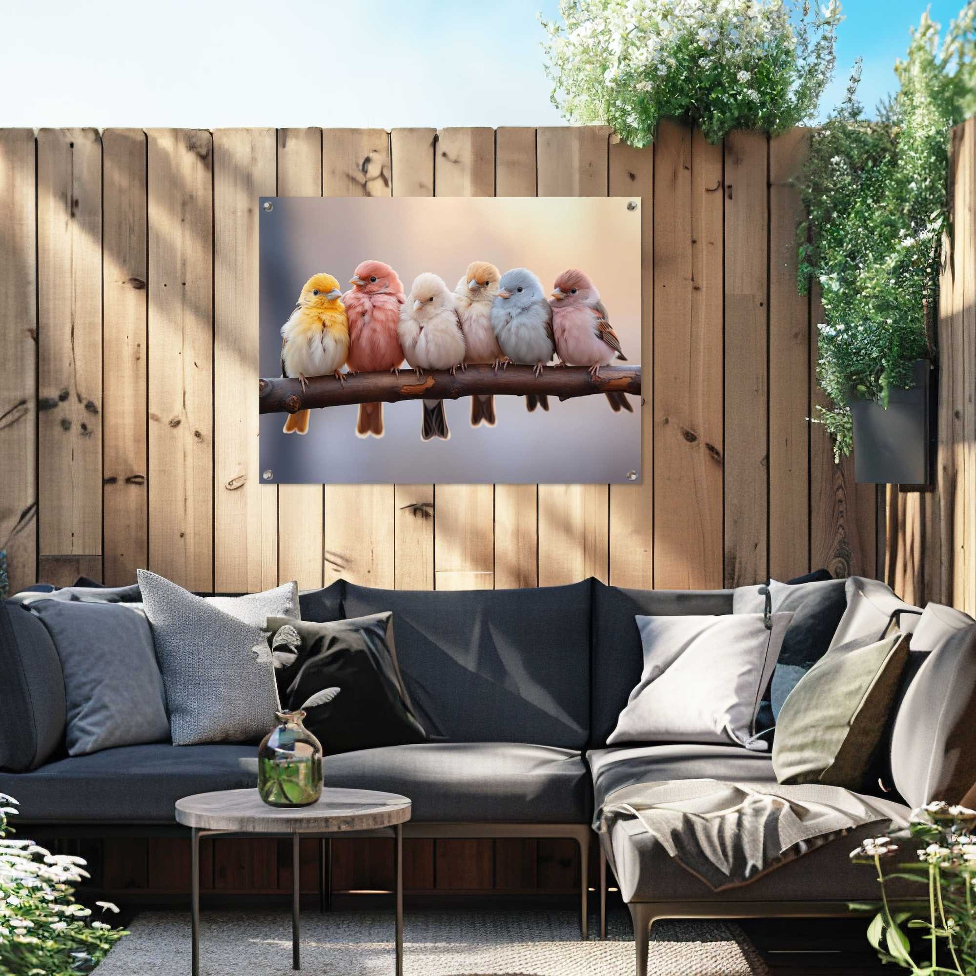 Reinders! Poster Pastel Birds, Garten - Gartenvögel - Mehrfarbig - Leinwand - Tiere - 80x60 cm