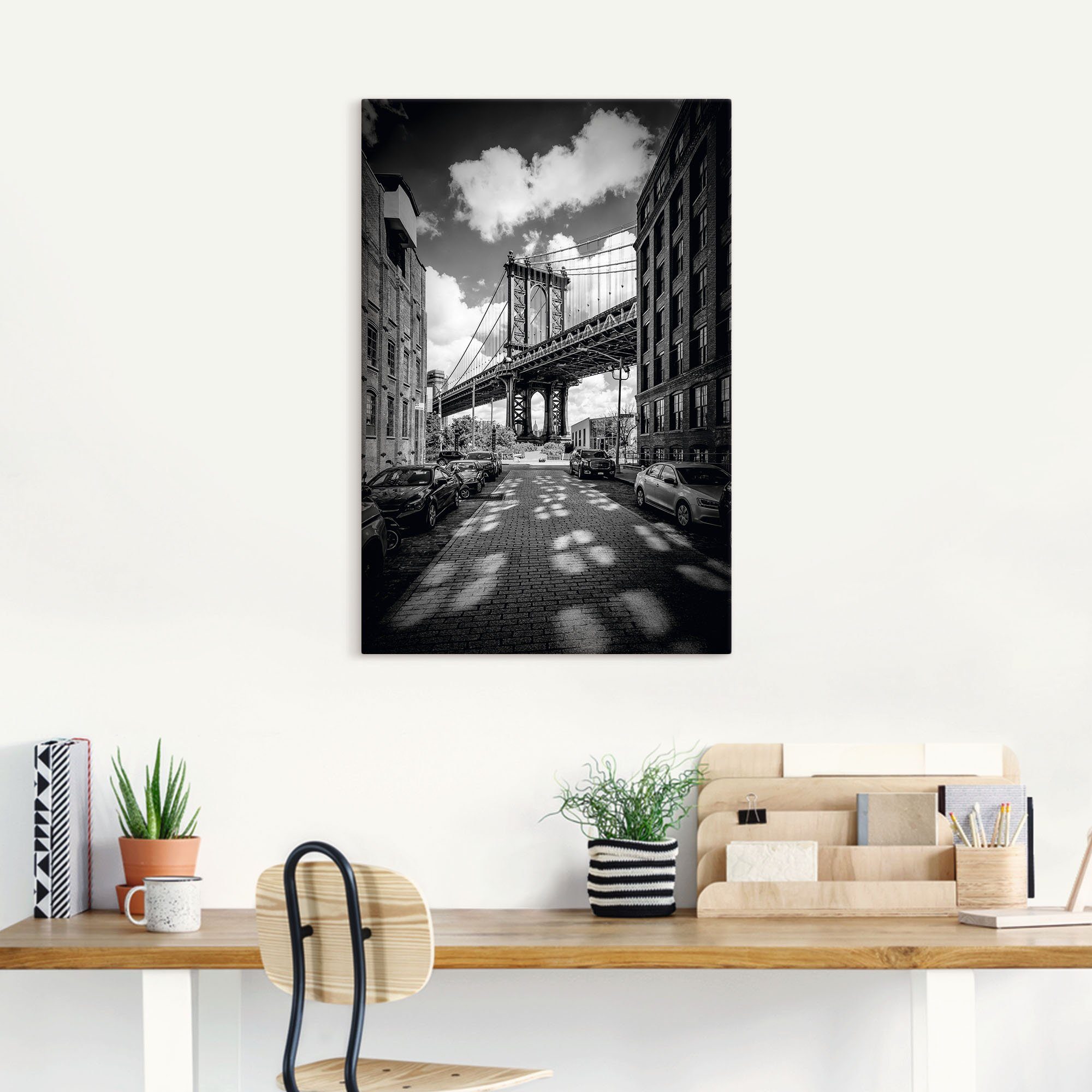 Artland Leinwandbild Manhattan Bridge in Brooklyn, New York, New York (1 St), auf Holzrahmen gespannt