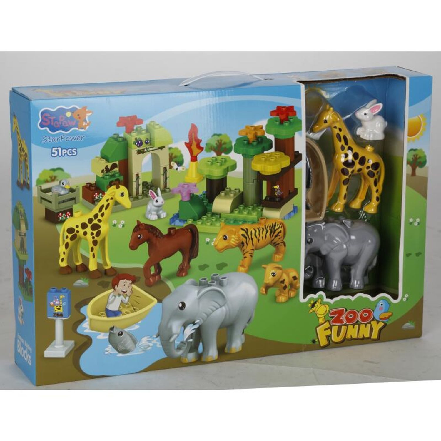 BURI Bausteine Zoo 51tlg. Kinderspielzeug Steckbausteine Tiere Konstruktion günstig online kaufen