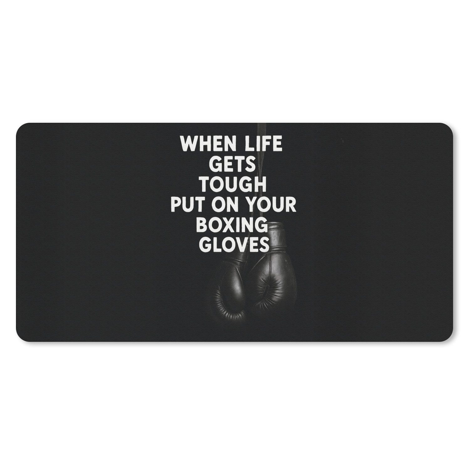 MuchoWow Mauspad Text - Boxhandschuhe - Weiß (1-St), Mousepad mit Rutschfester Unterseite, Mausunterlage, Gaming, 60x30 cm