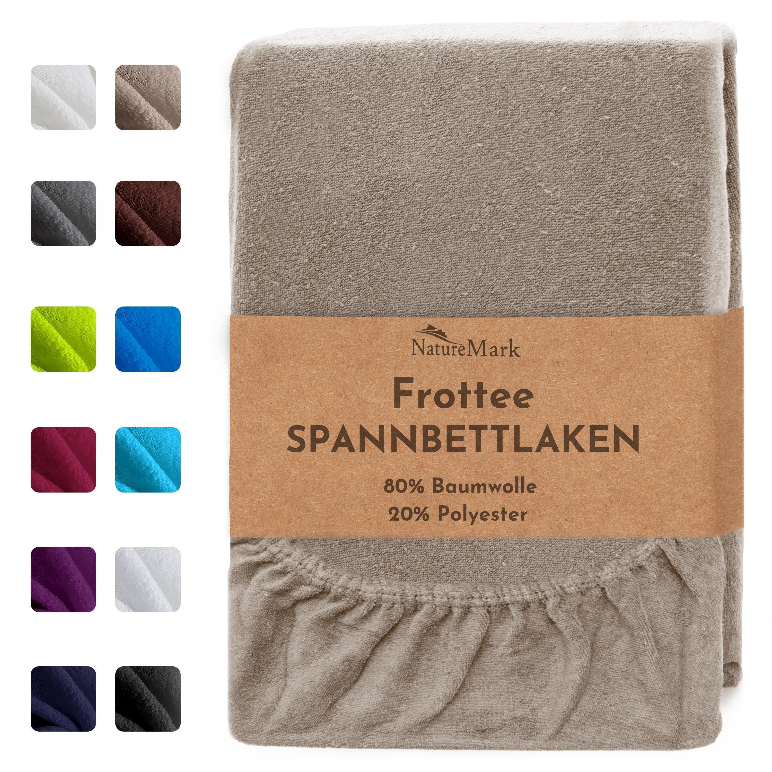 NatureMark Spannbettlaken Frottee Spannbettlaken, 80% Baumwolle / 20% Polyester, Gummizug: rundum, (1 Stück), Spannbetttuch in vielen Größen und Farben