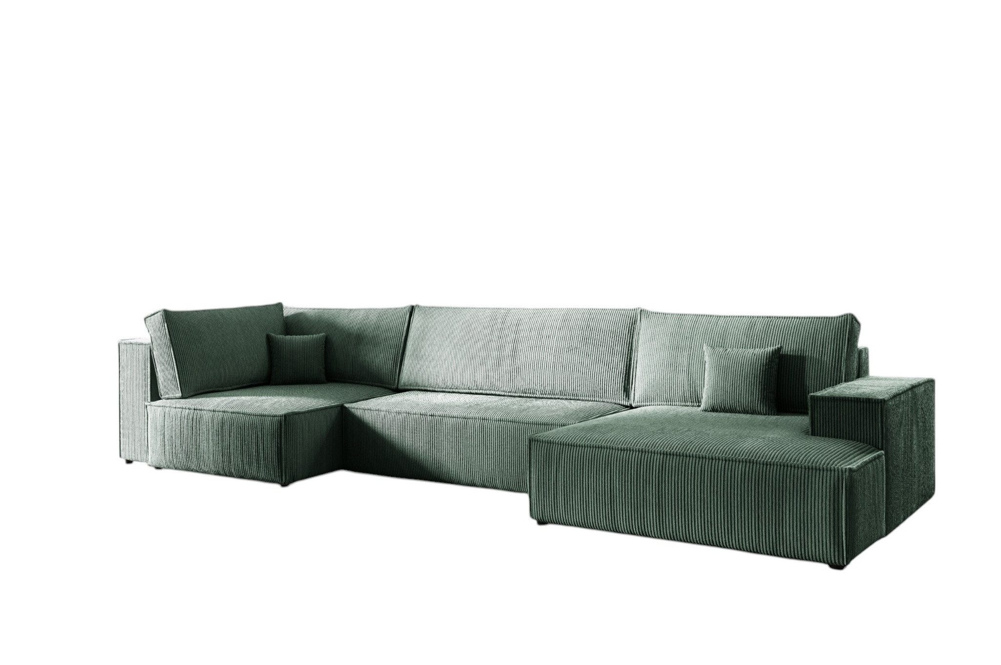 Fun Möbel Wohnlandschaft Sofa FUN MIRANDA mit Schlaffunktion und Ottomane in Cordstoff Poso, mit Bettkasten, Rücken echt bezogen