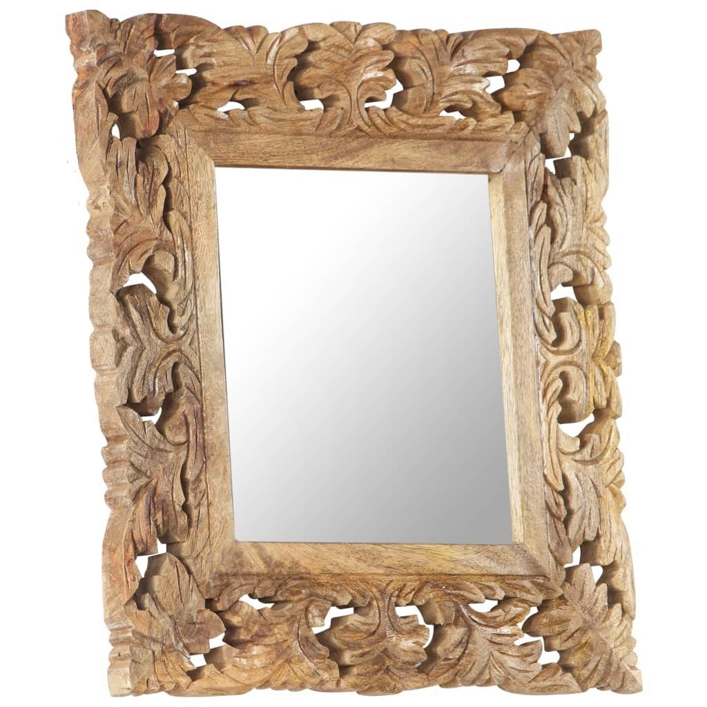 furnicato Wandspiegel Vollholz Spiegel mit braunem Muster 50 x 50 x 2,5 cm (1-St), Handgeschnitzte Wandspiegel-Dekoration für Ihr Zuhause als Unikat