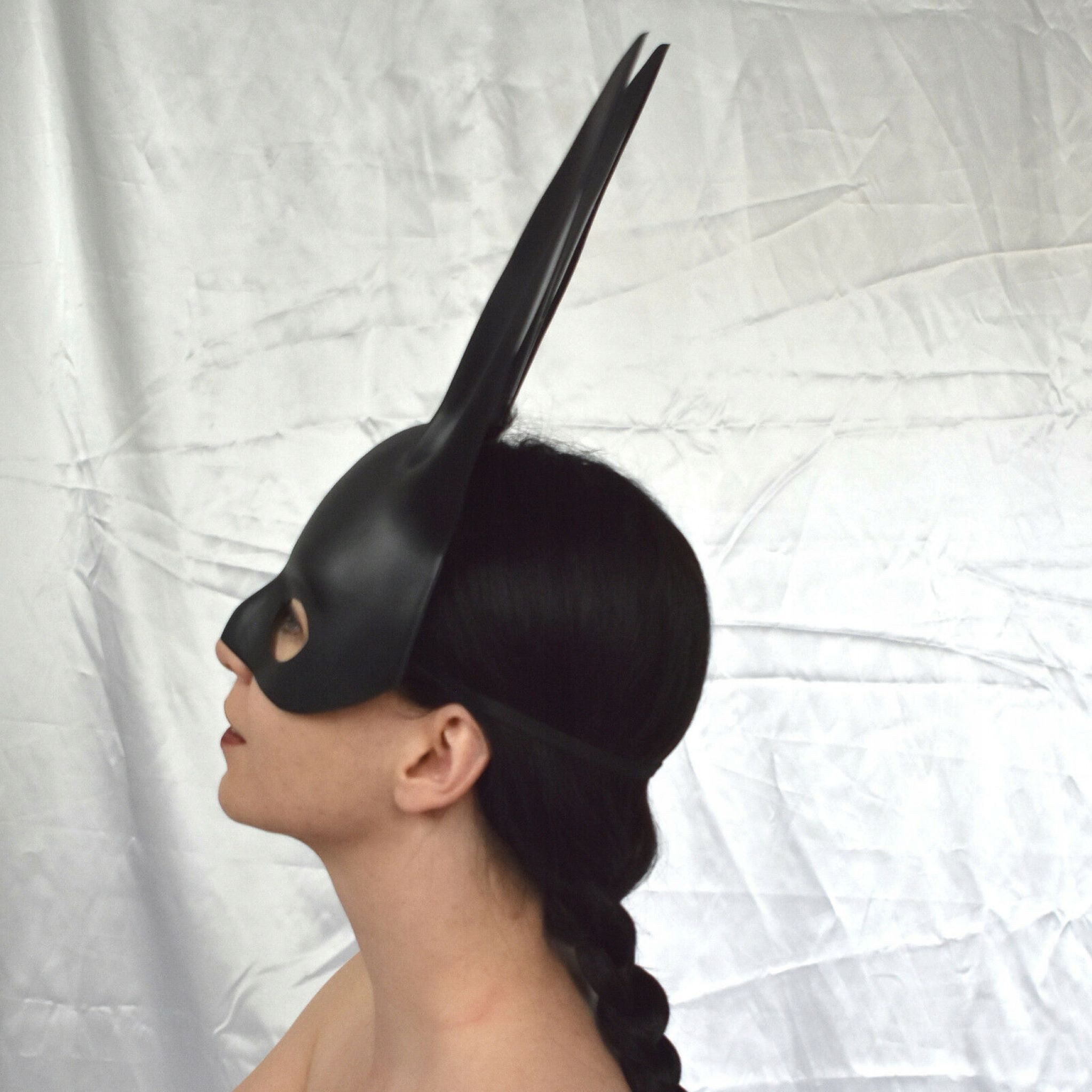 Korbi Kostüm Schwarze Playboy-Kaninchenmaske mit Ohren