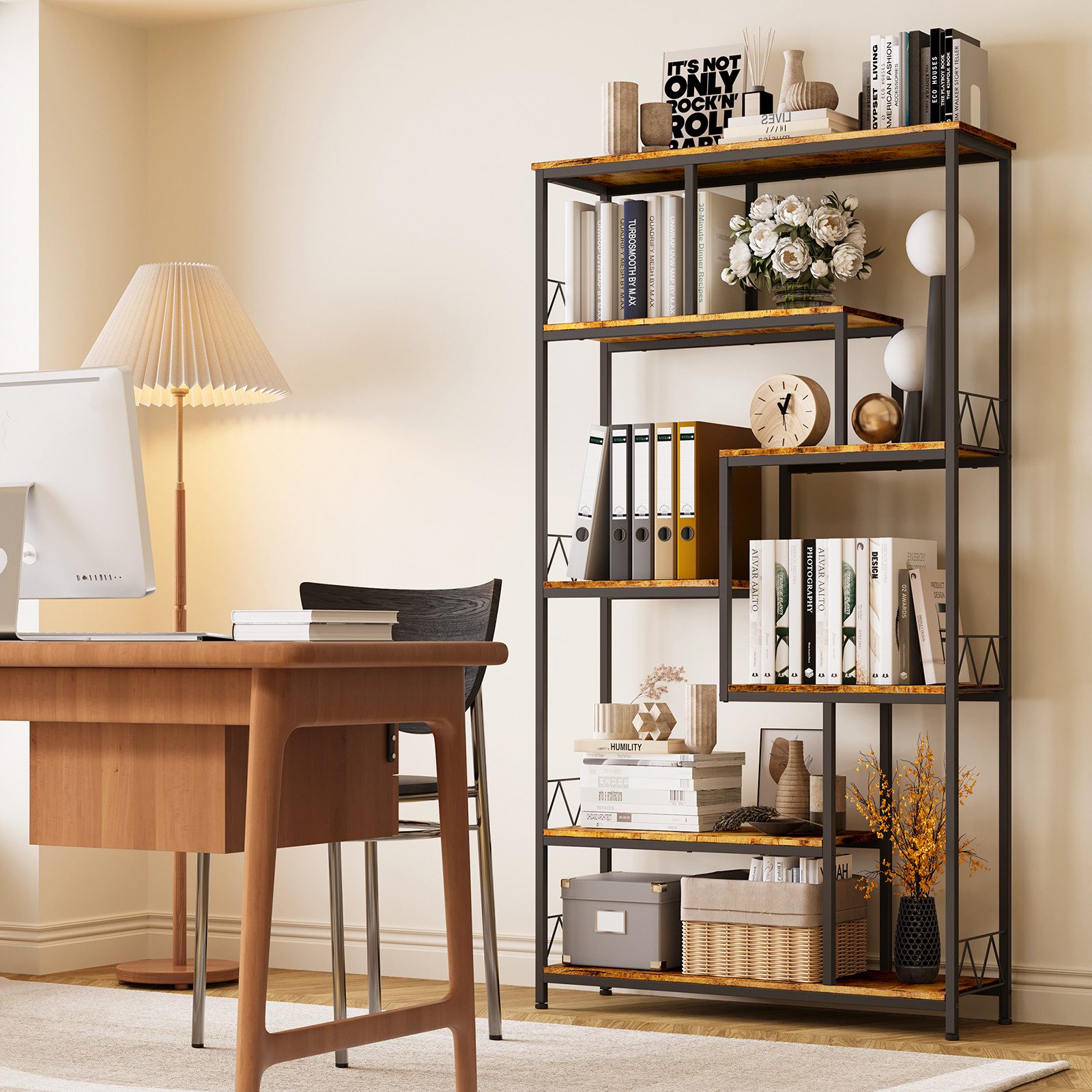 Bealife Bücherregal Metall, Standregal mit 6 günstig online kaufen