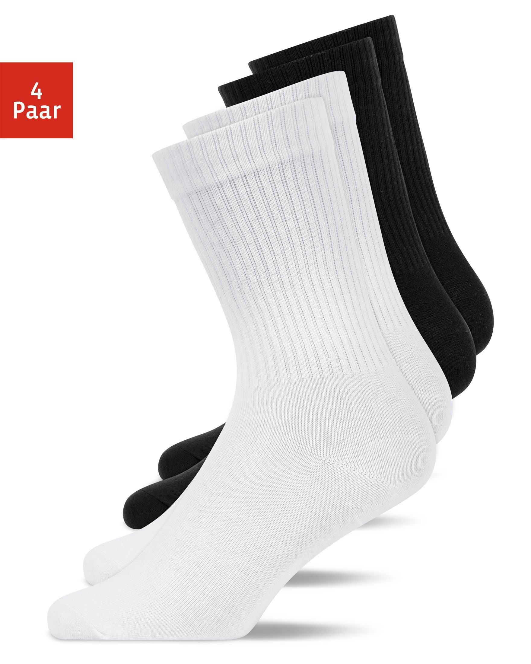 SNOCKS Tennissocken Hohe Sportsocken für Damen & Herren (4-Paar) aus Bio-Baumwolle, stylish für jedes Outfit