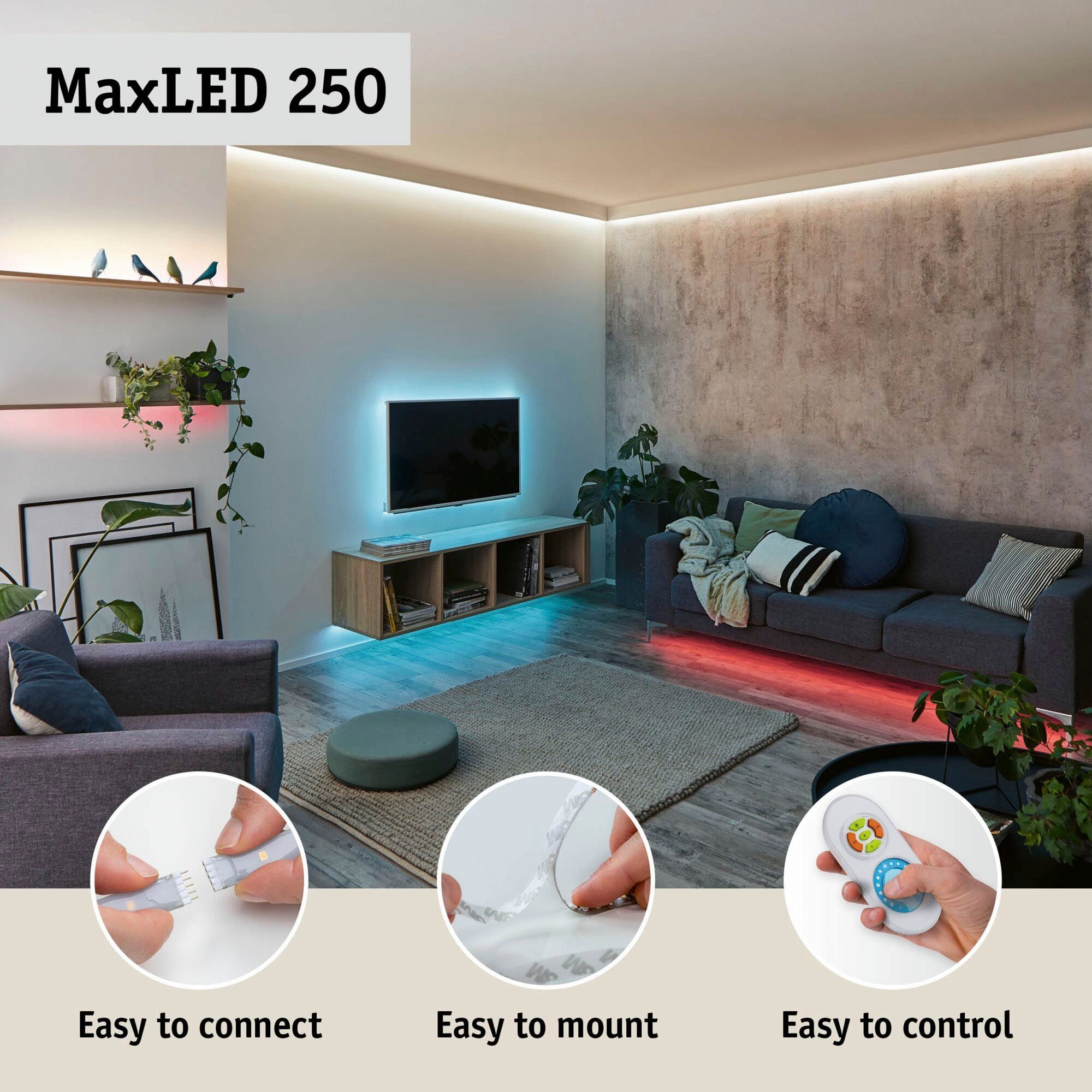 Paulmann 250 für 12VA 4W Weiß, 2700K Einzelbett Set 1-flammig LED-Streifen Comfort MaxLED 1m