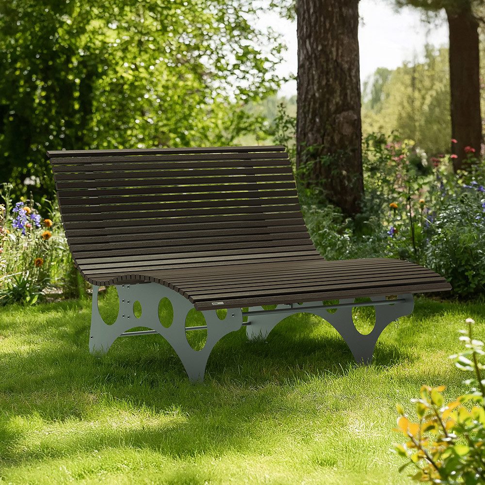 HOME DELUXE Doppelliege WPC Wellenliege NIRA - 50,5 /105 x 148 x 152 cm, 50,5 /105 x 148 x 152 cm - ergonomisch geformt, Gartenliege, Waldsofa