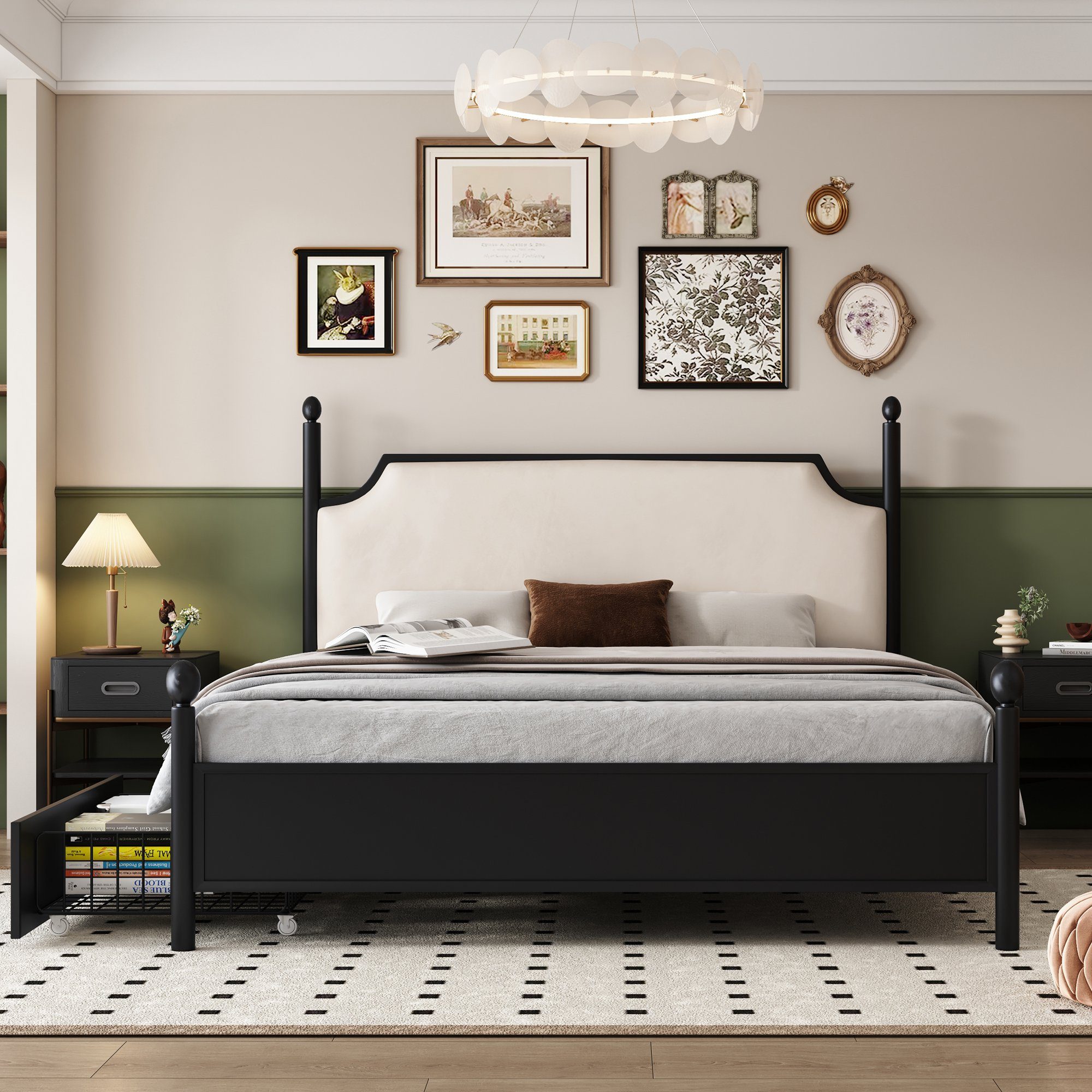 Metallbett (Doppelbett), mit Kopfteil, Lattenrost und 2 Schubladen 140x200 cm