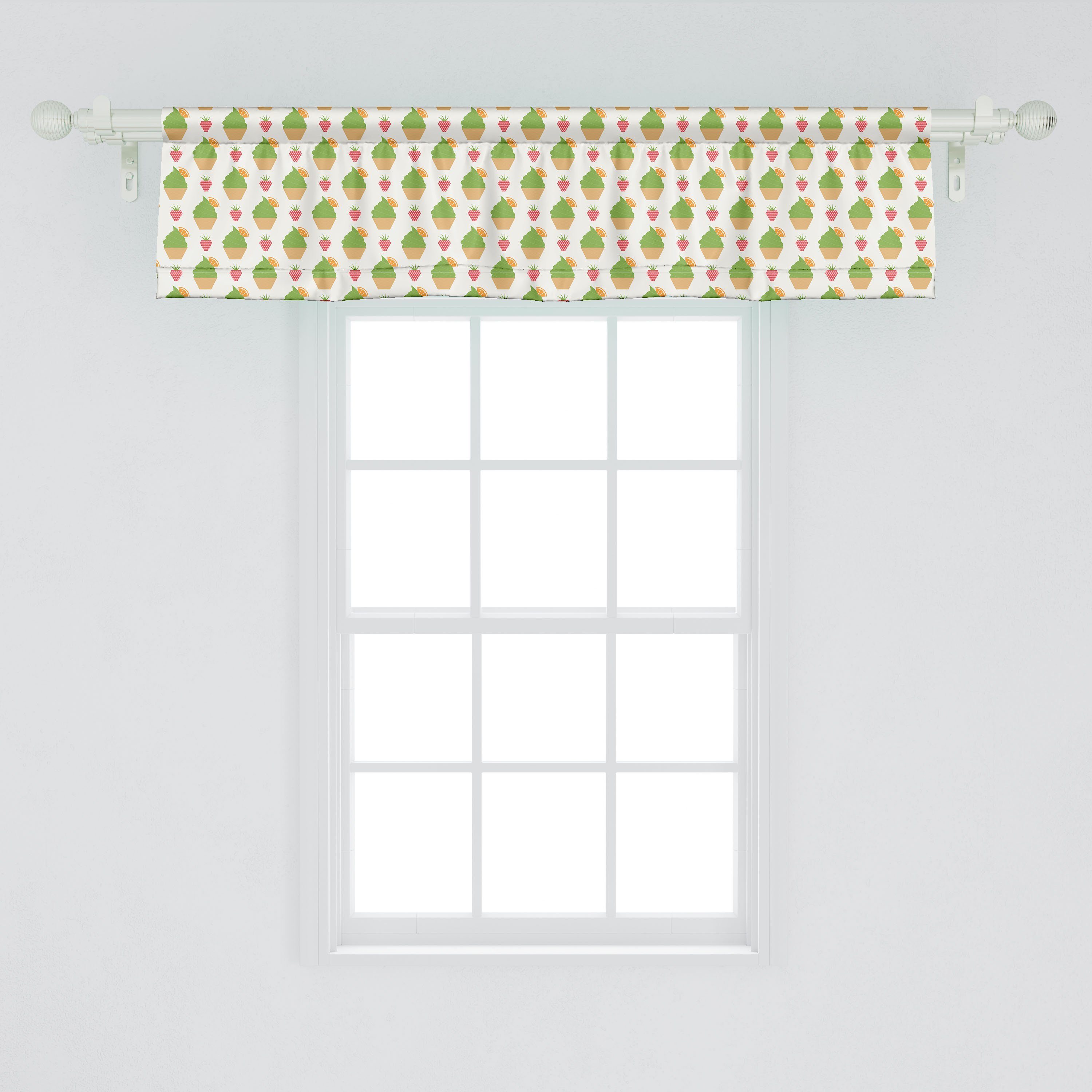 Scheibengardine Vorhang Volant für Schlafzimmer Stil Abakuhaus, Fruity Stangentasche, Eistüten mit Dekor Sommer Küche Microfaser