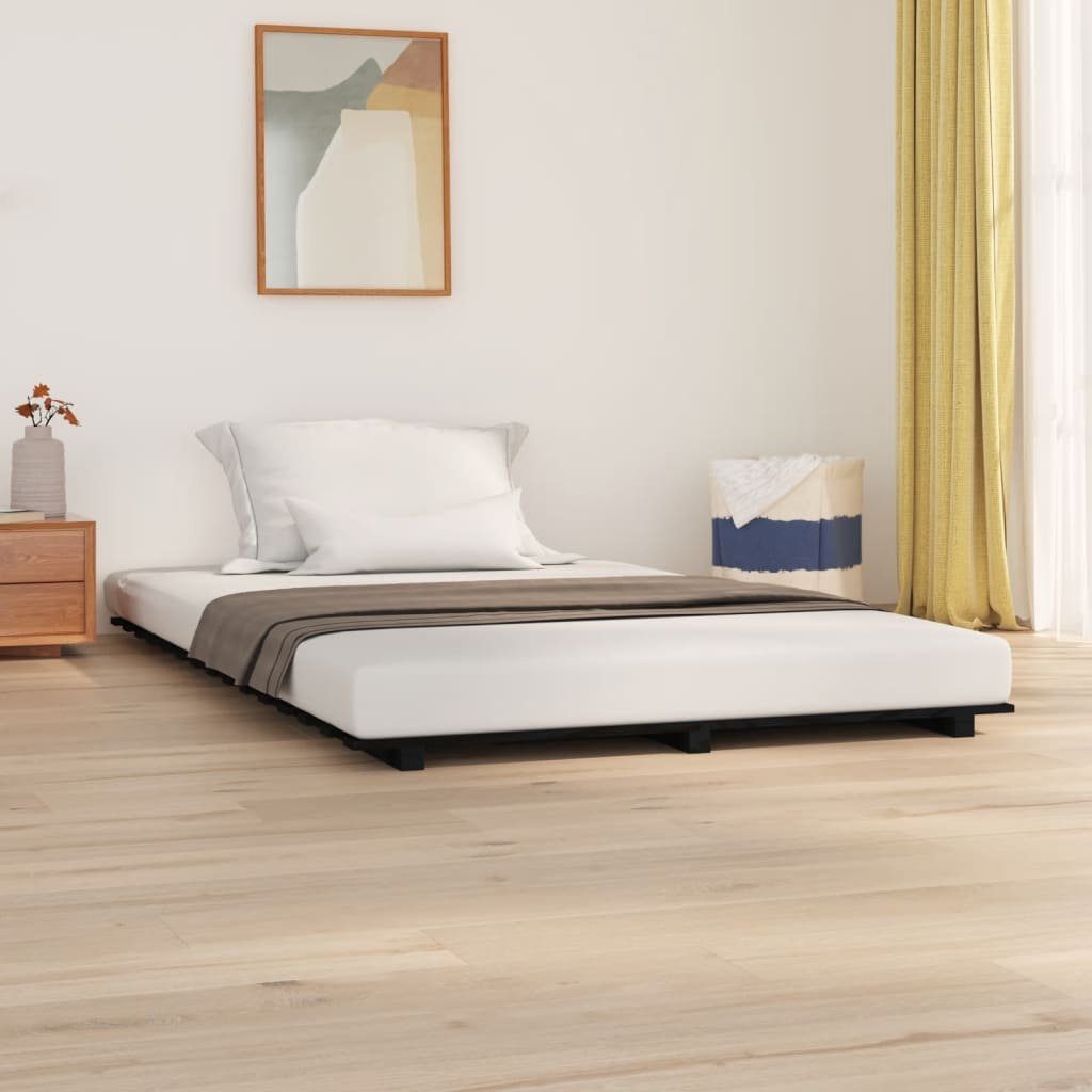 furnicato Bettgestell Massivholzbett Schwarz 150x200 cm günstig online kaufen