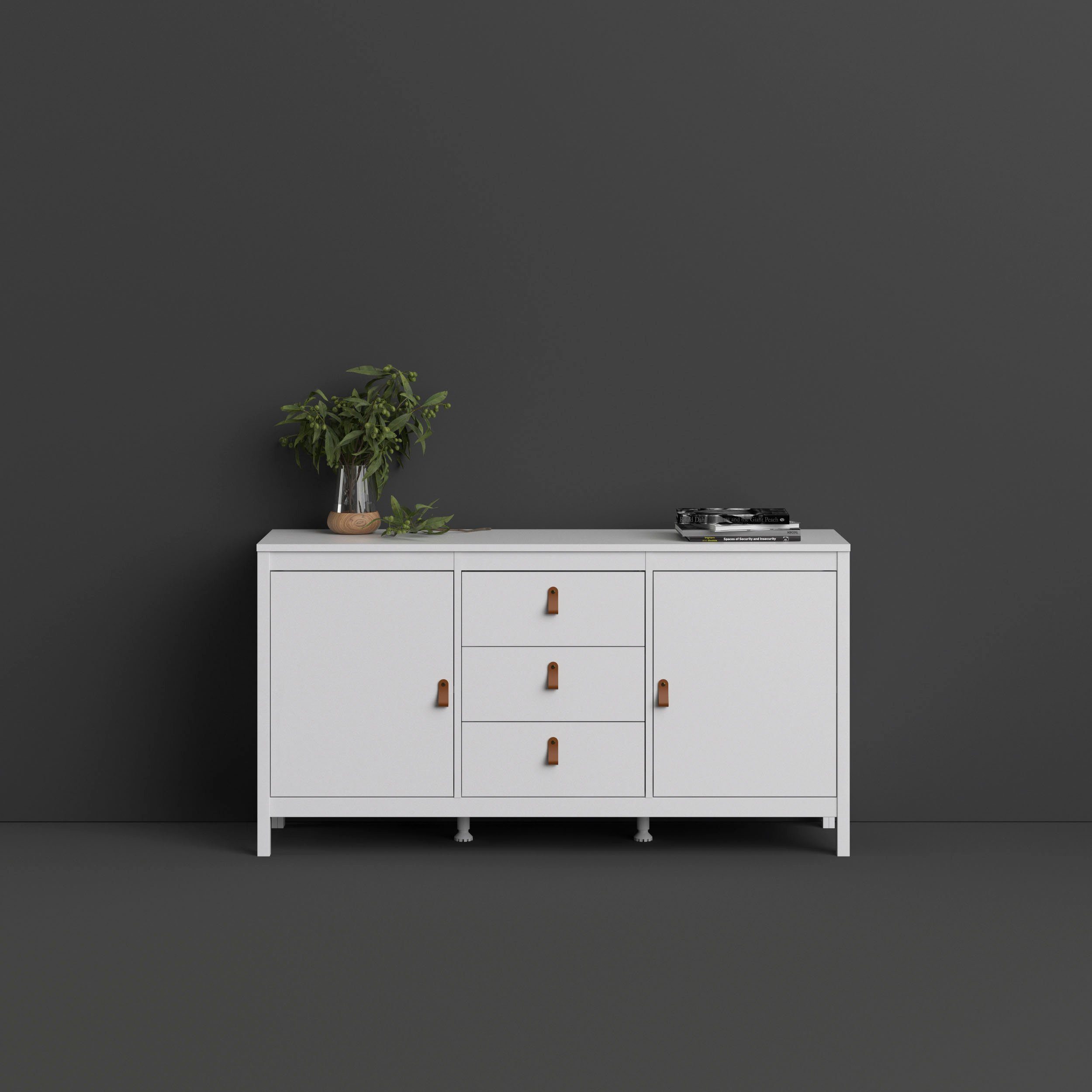 Home affaire Sideboard Madrid, Aufbewahrung, Schubladenschrank, Sideboard, mit 2 Türen und 3 Schubladen, Breite 151 cm, Höhe 80 cm