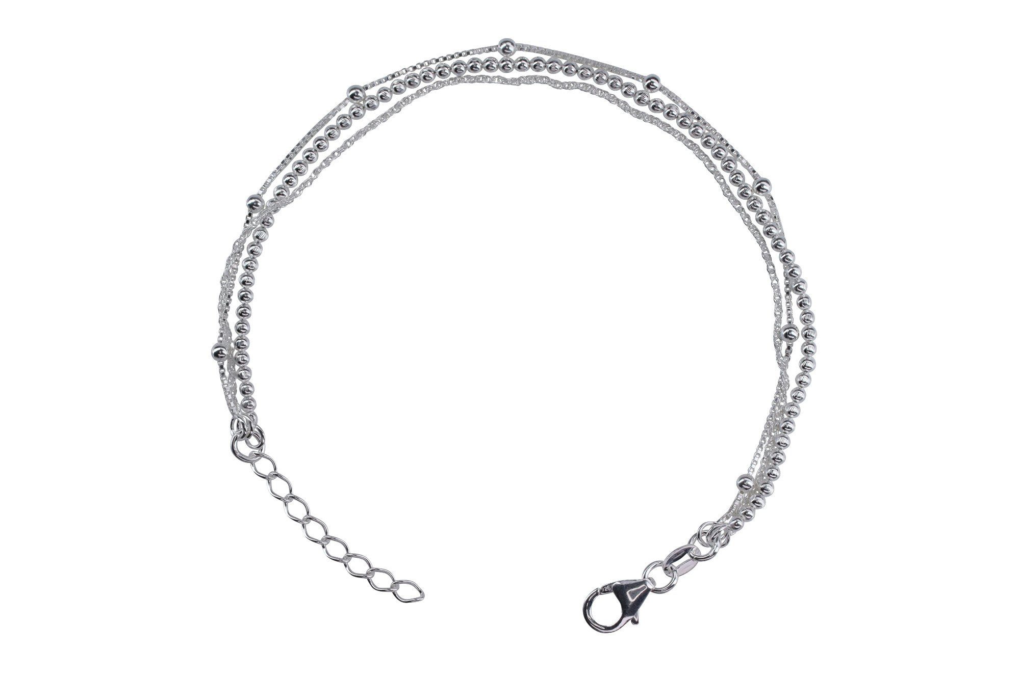 SILBERMOOS Silberarmband Multifili-Armband mit Kugel-Geflechten, 925 Sterling Silber