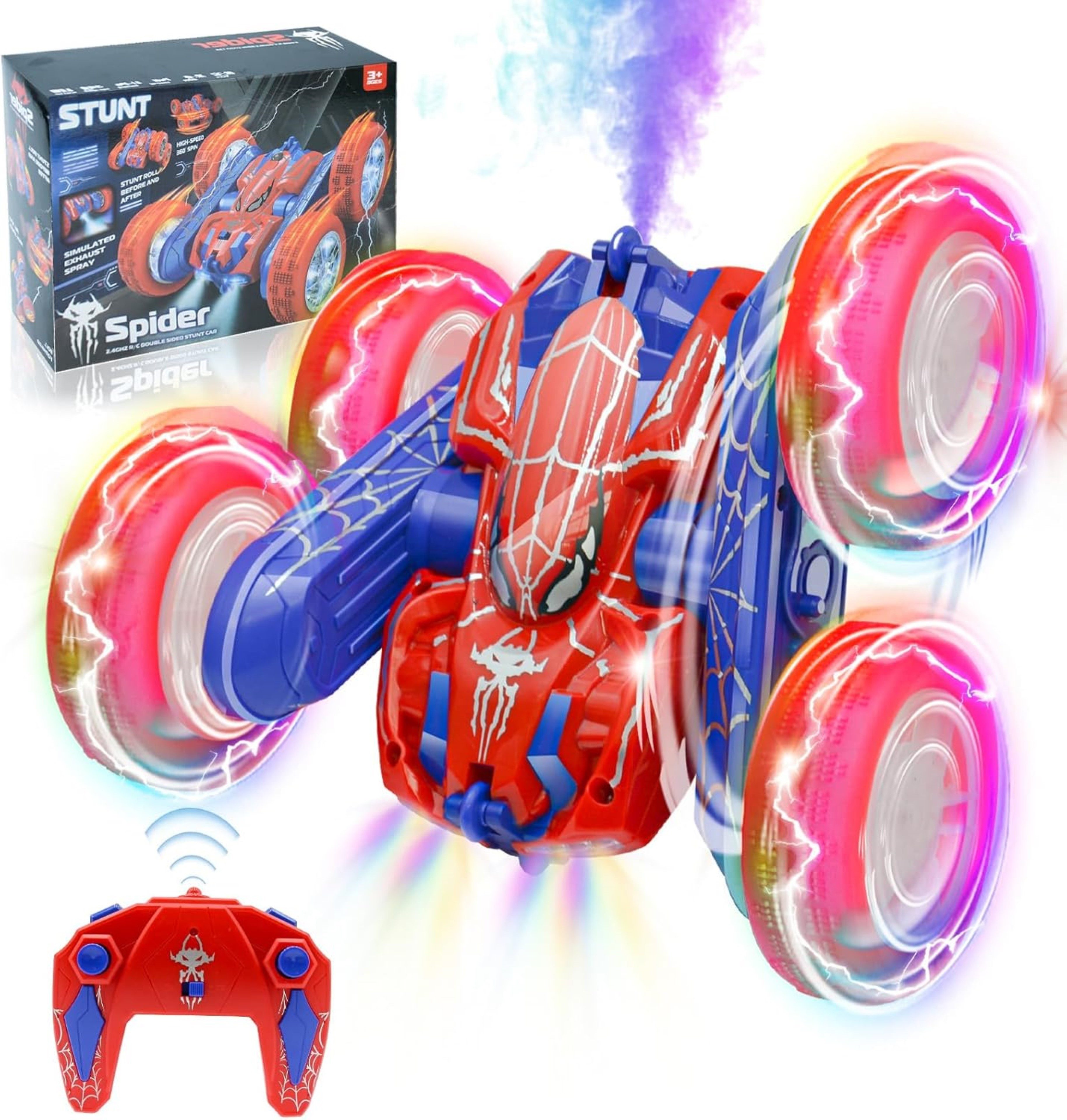 RC-Auto Spiderman Ferngesteuert RC Spider Auto 360° Stunts, LED Sprühfunktion