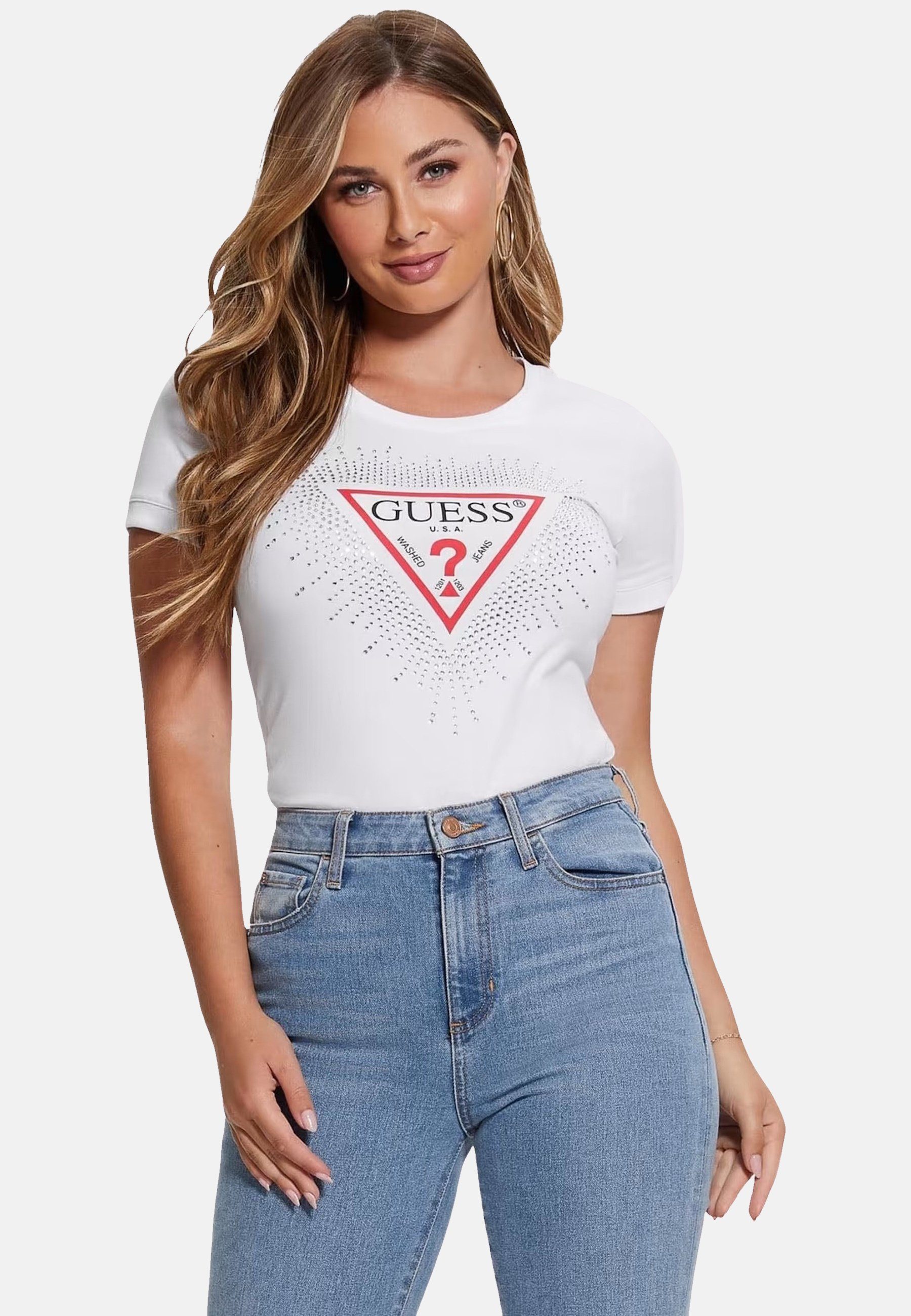 Guess T-Shirt T-Shirt SS CN Star Triangle Kurzarmshirt (1-tlg., 1)