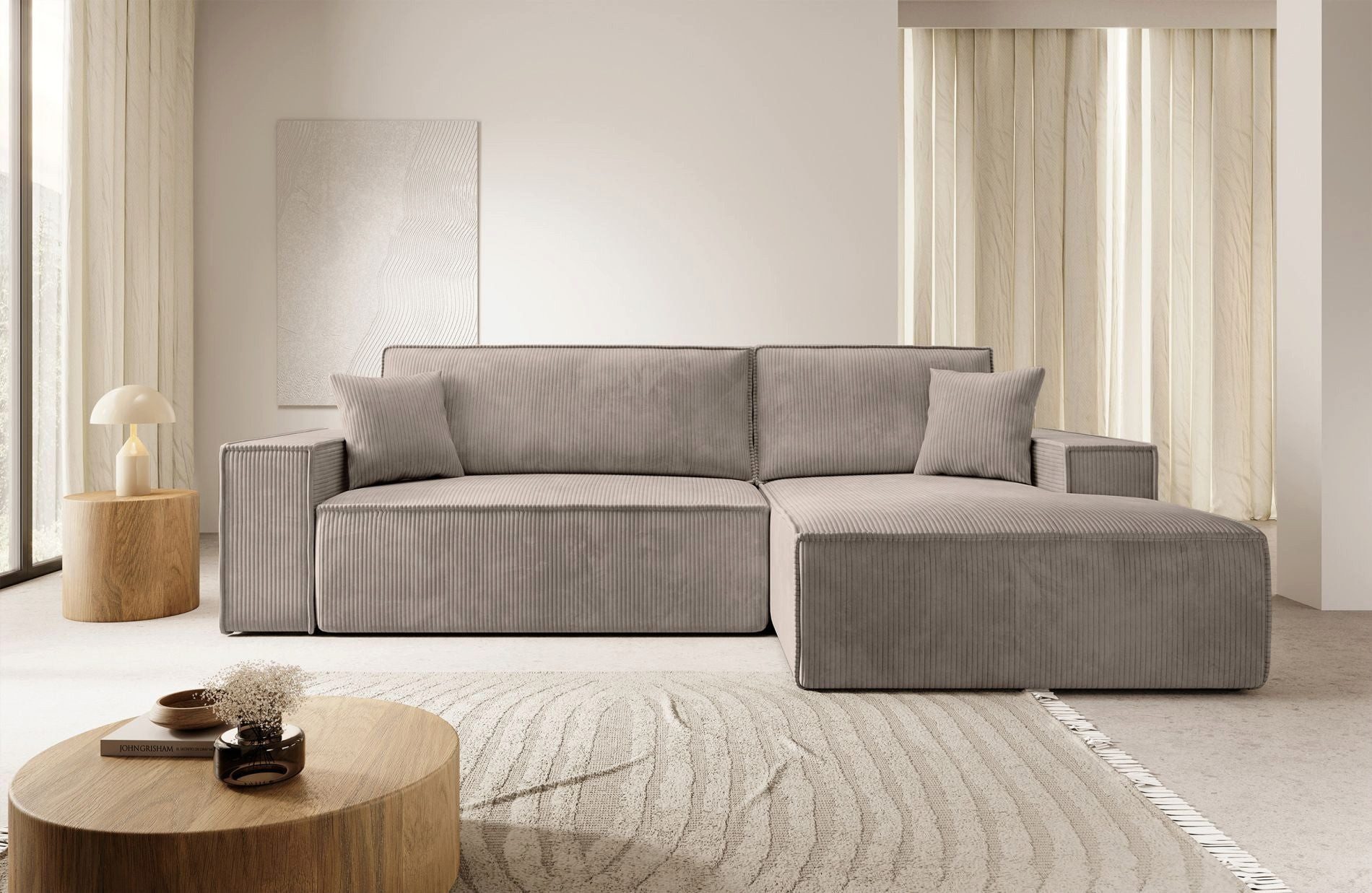 Selsey Ecksofa FARESE NEW, mit Schlaffunktion, Bettkasten und tierfreundlichem Cordbezug, 267 cm