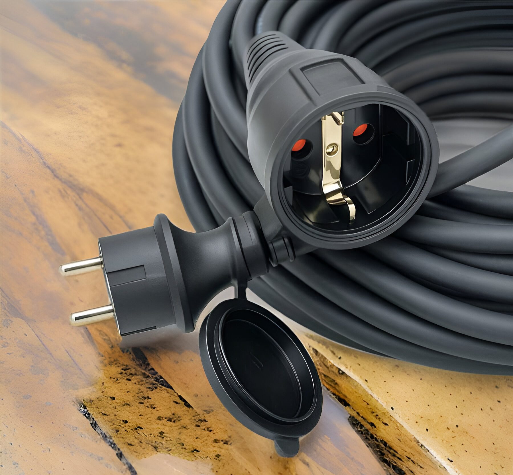 VABIONO Kabel StromkabeI IP44 Schutzkontkt Außen 5/10/25m 250V 16A CE GS Verlängerungskabel, Schutzkontakt, Schuko (1000 cm), - KOSTENLOSER VERSAND