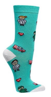 Socks 4 Fun Freizeitsocken Socks 4 Fun Motivsocken Medizin Ärzte Damen Herren 2er Bündel sortiert (2-Paar, 2 Paar)