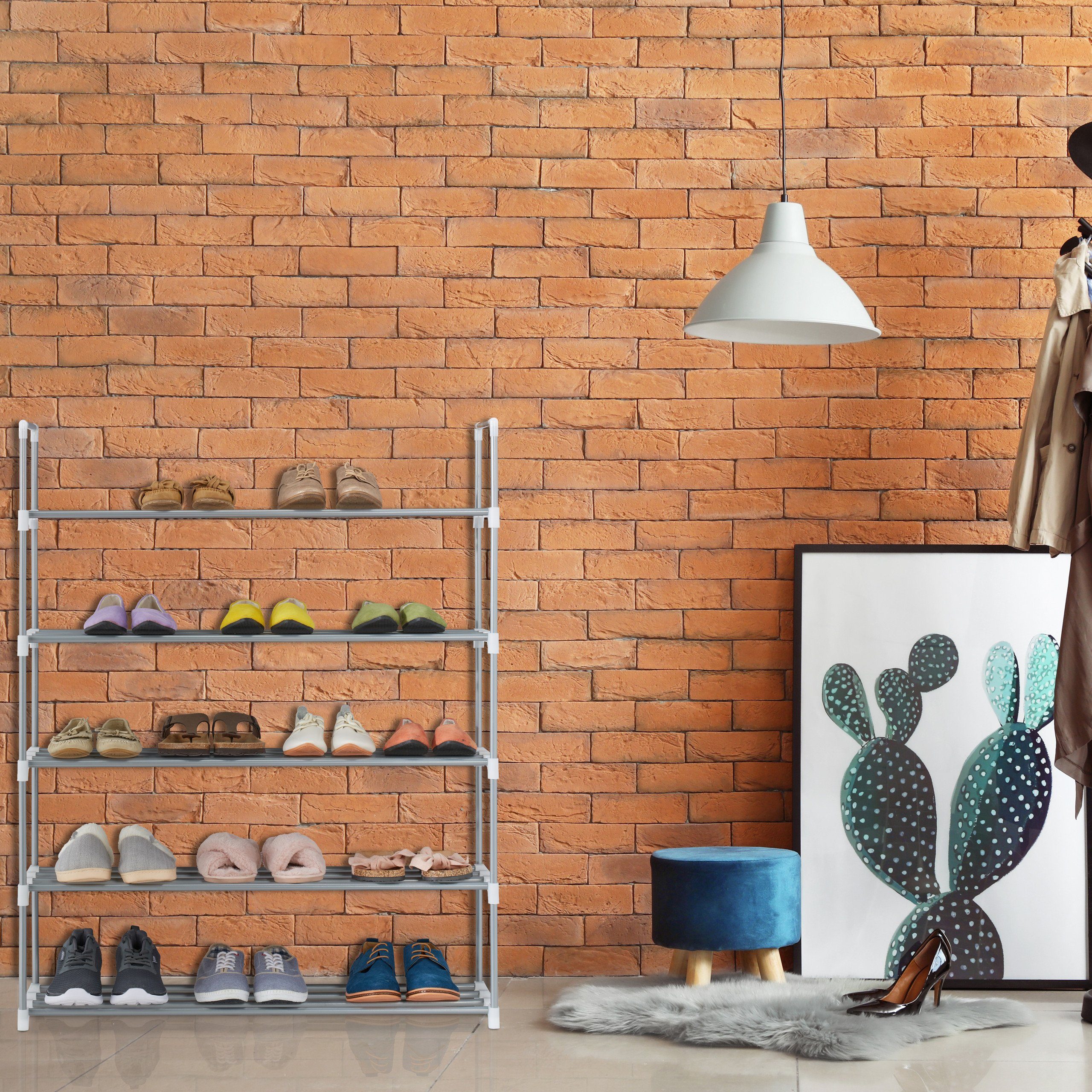 relaxdays Schuhregal Metall silb, 5 günstig online kaufen