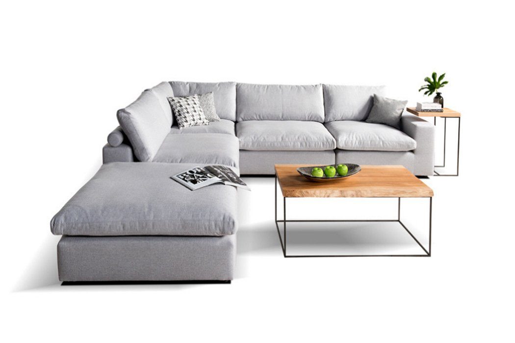 Design Ecksofa in Couch JVmoebel L-Form Grau Textil, Ecksofa Polster Sofa Couch Europe Made Stoff