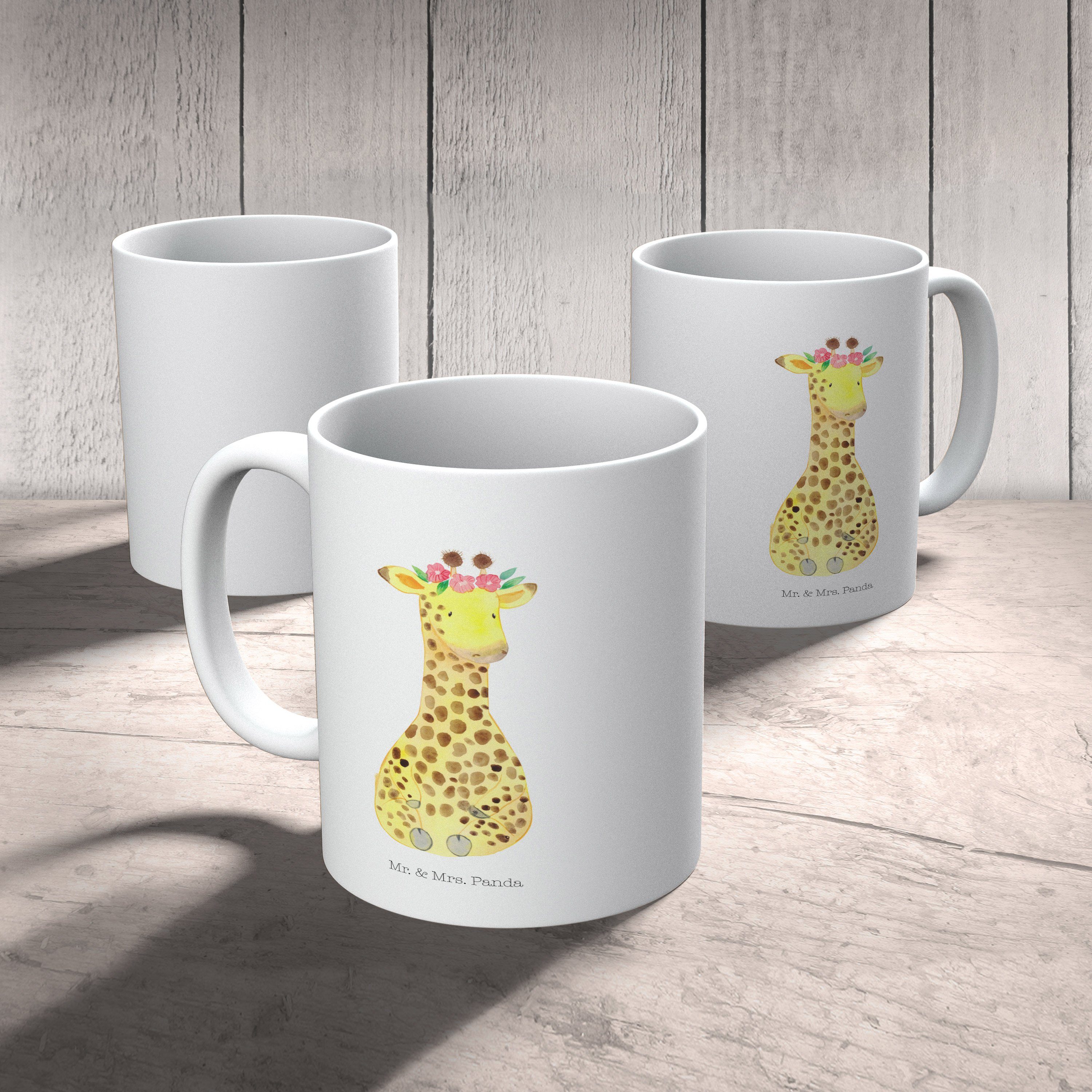 Giraffe Mr. Freundin, & Geschenk, Ca, Mrs. Blumenkranz - Kunststoff Kinderbecher Kunststoff Panda Weiß - Tasse,