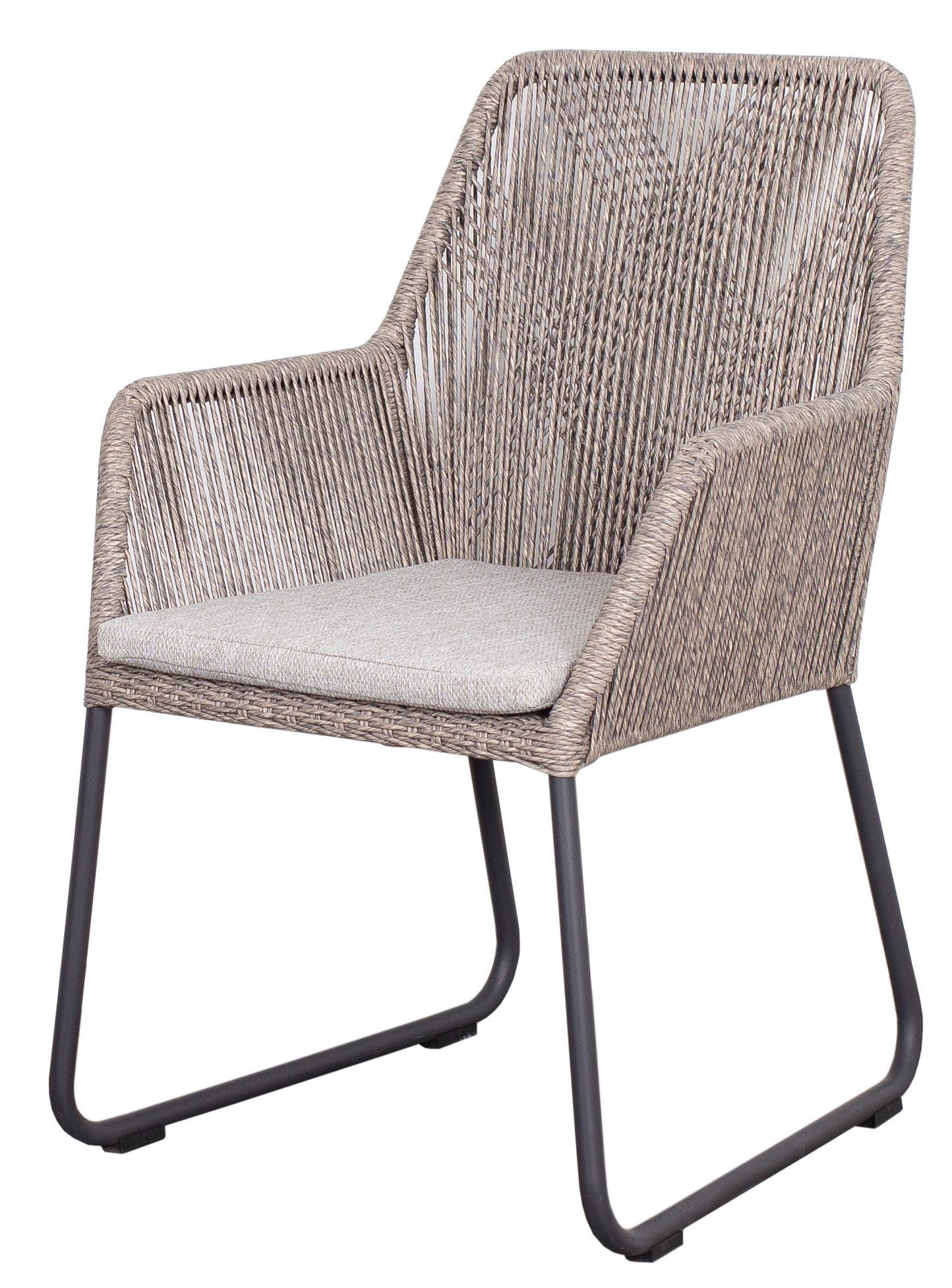 deVries Gartenstuhl Diningsessel Adora - PE twisted white coral (2er Set, 2 St), Gestell Aluminium, Sitzkissen, PE-Geflecht