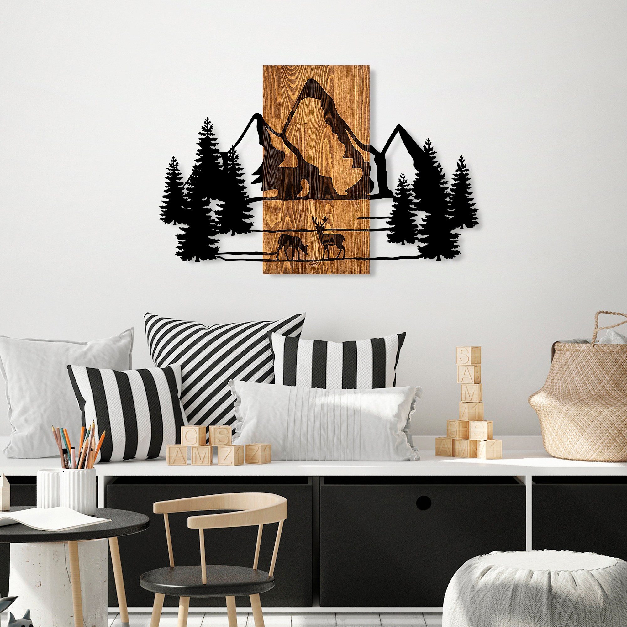 Wallity Wanddekoobjekt 100% WOODEN (Thickness: 3 cm) / METAL (Thickness: 1,5 mm), 57 x 88 cm