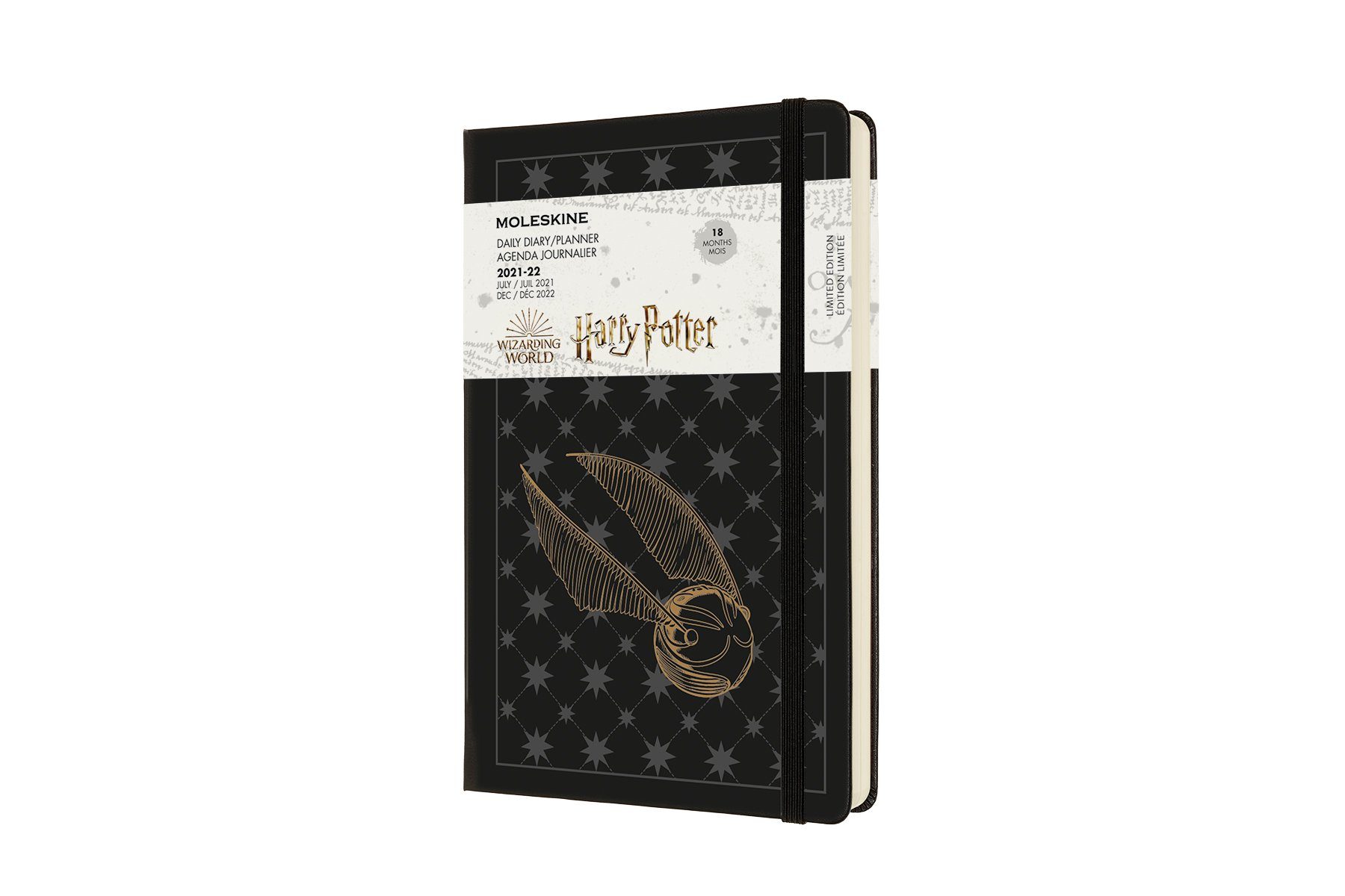 MOLESKINE Buchkalender, 18 Monate Tageskalender 2021/2022 Harry Potter -  Fester Einband - Englischer Kalender - Large/A5 - 1 Tag = 1 Seite - Schwarz
