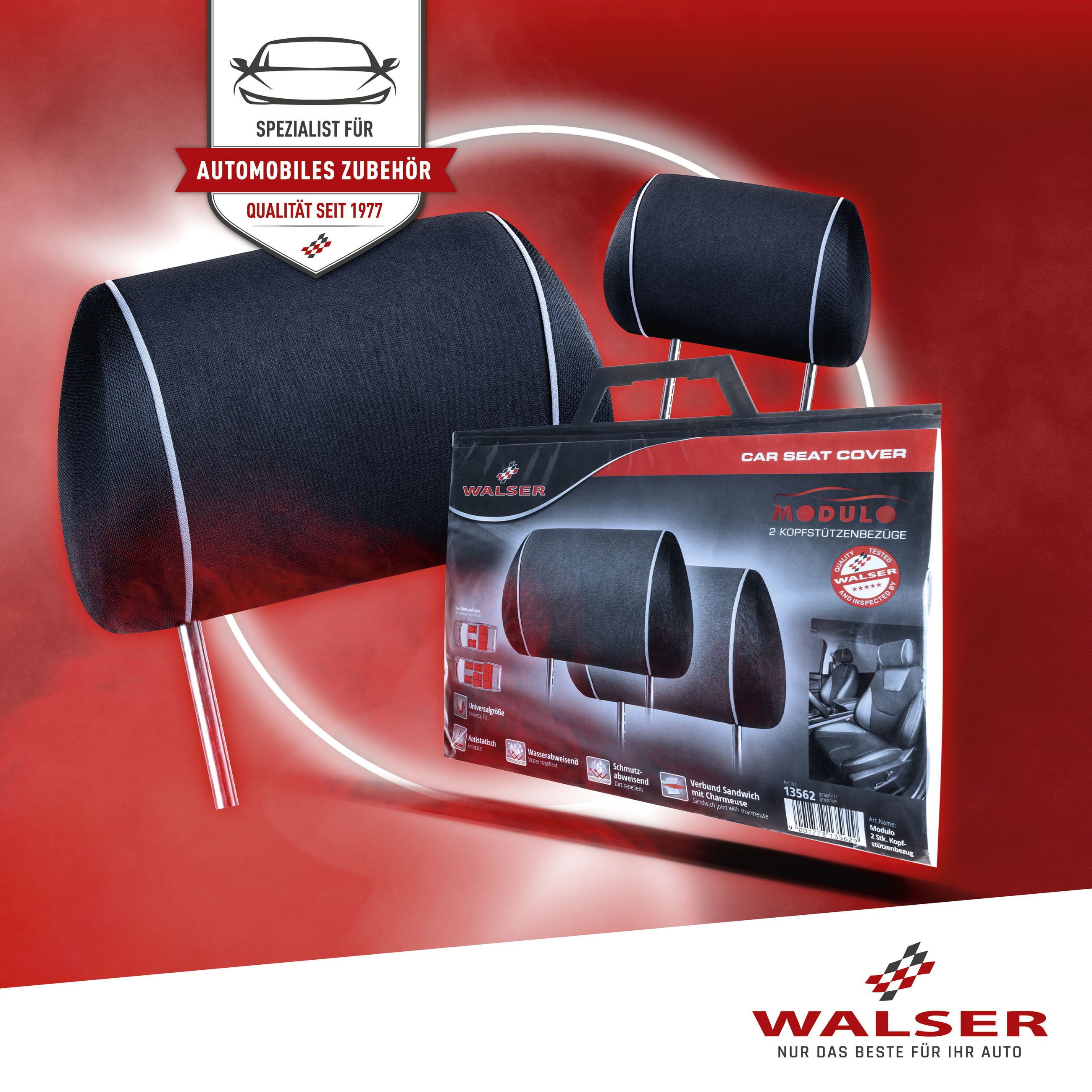 WALSER Car Seat Cover Headrest Cover Modulo, 2 pieces, 2-part.