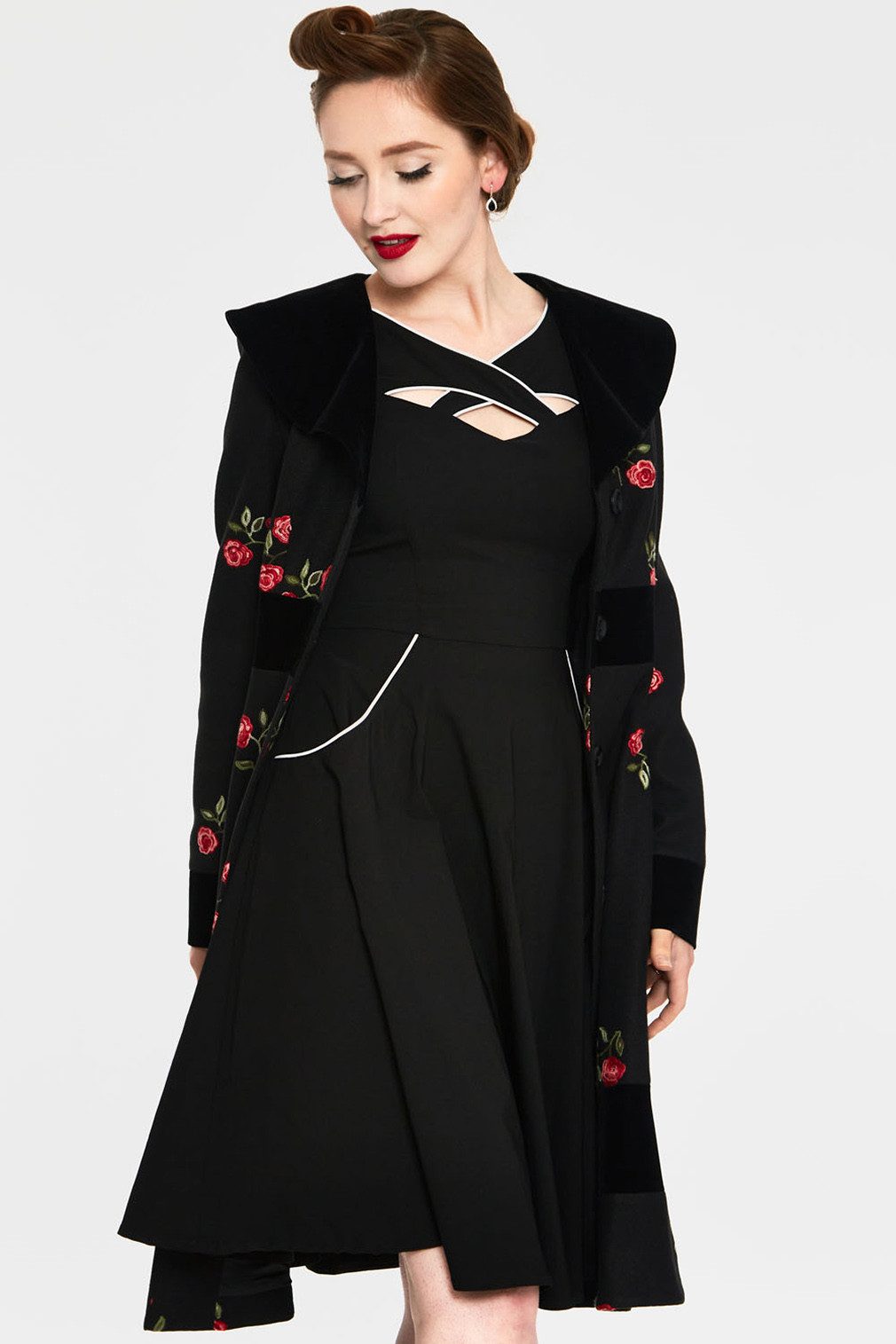 Voodoo Vixen A-Linien-Kleid Connie 1950's Contrast Piping Vintage Rockabilly Retro – Bild 5 von 5