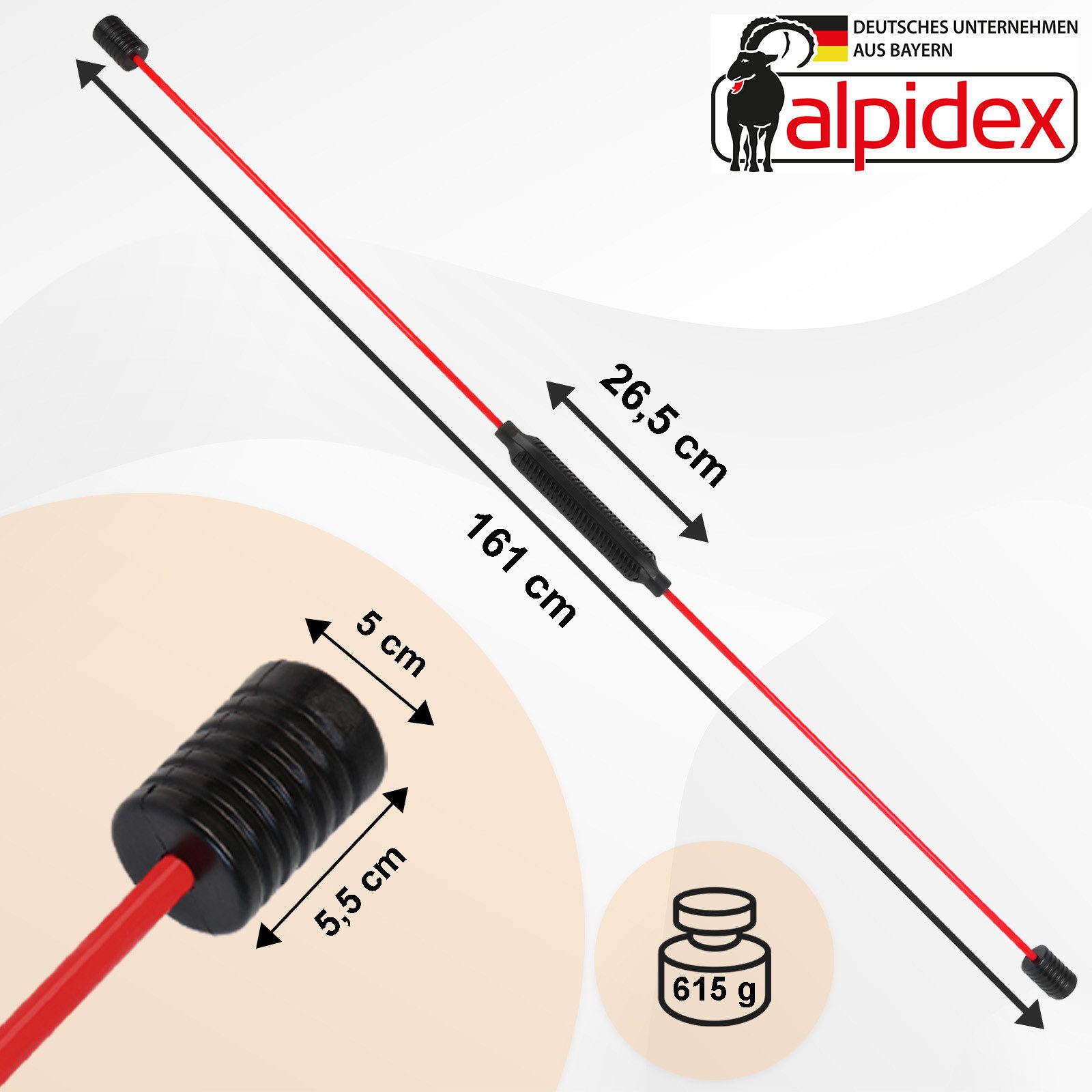 ALPIDEX Swingstick Schwingstab Fitness Swingstick inkl. E-Book mit Übungen