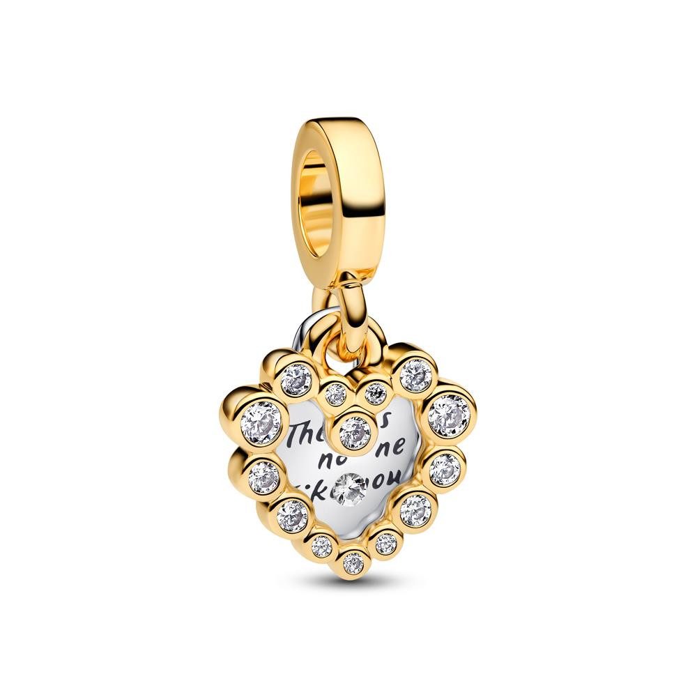 Pandora Charm-Einhänger Doppelter Herzcharm-Anhänger Moments, 925er Silber von PANDORA